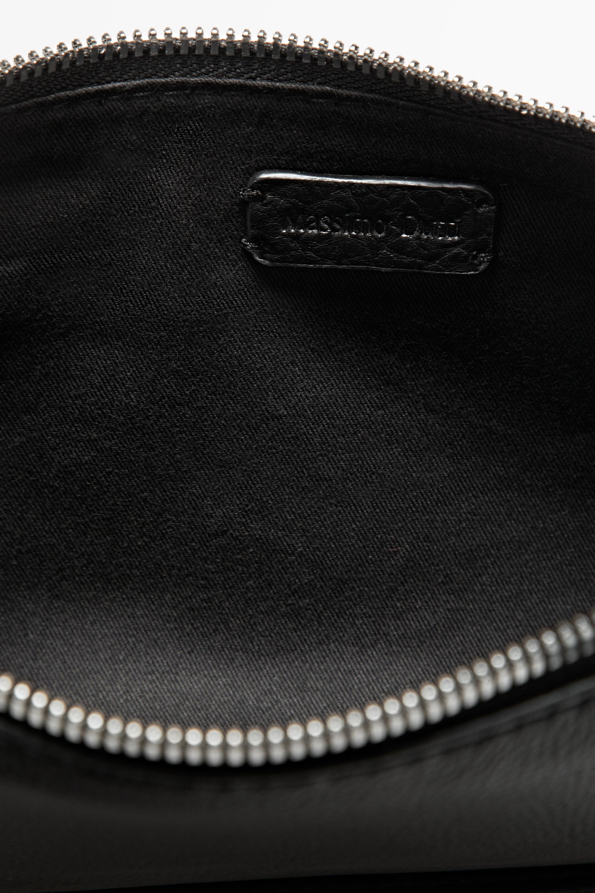 Mini leather shoulder bag — BLACK