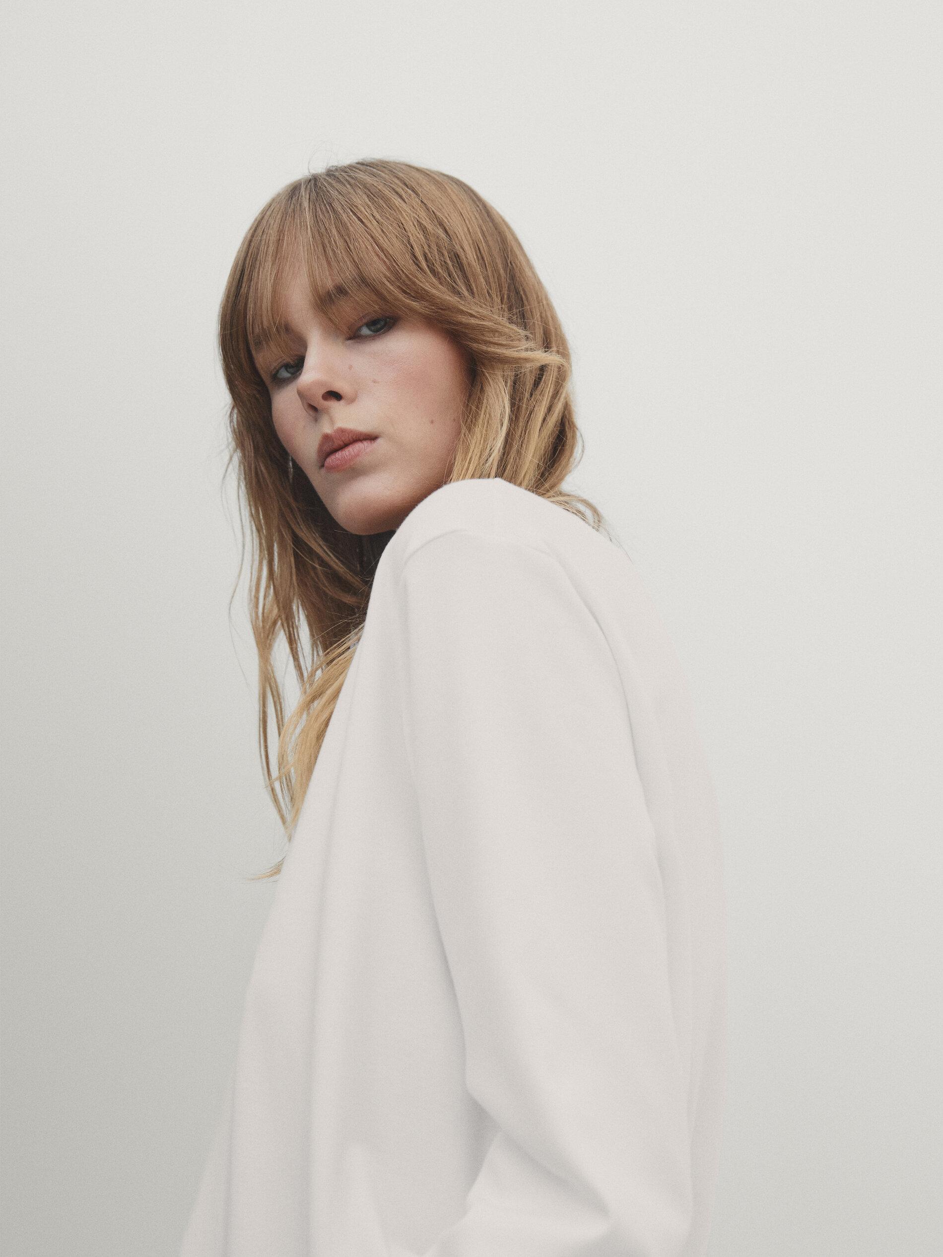 100% cotton interlock long sleeve T-shirt — Off white
