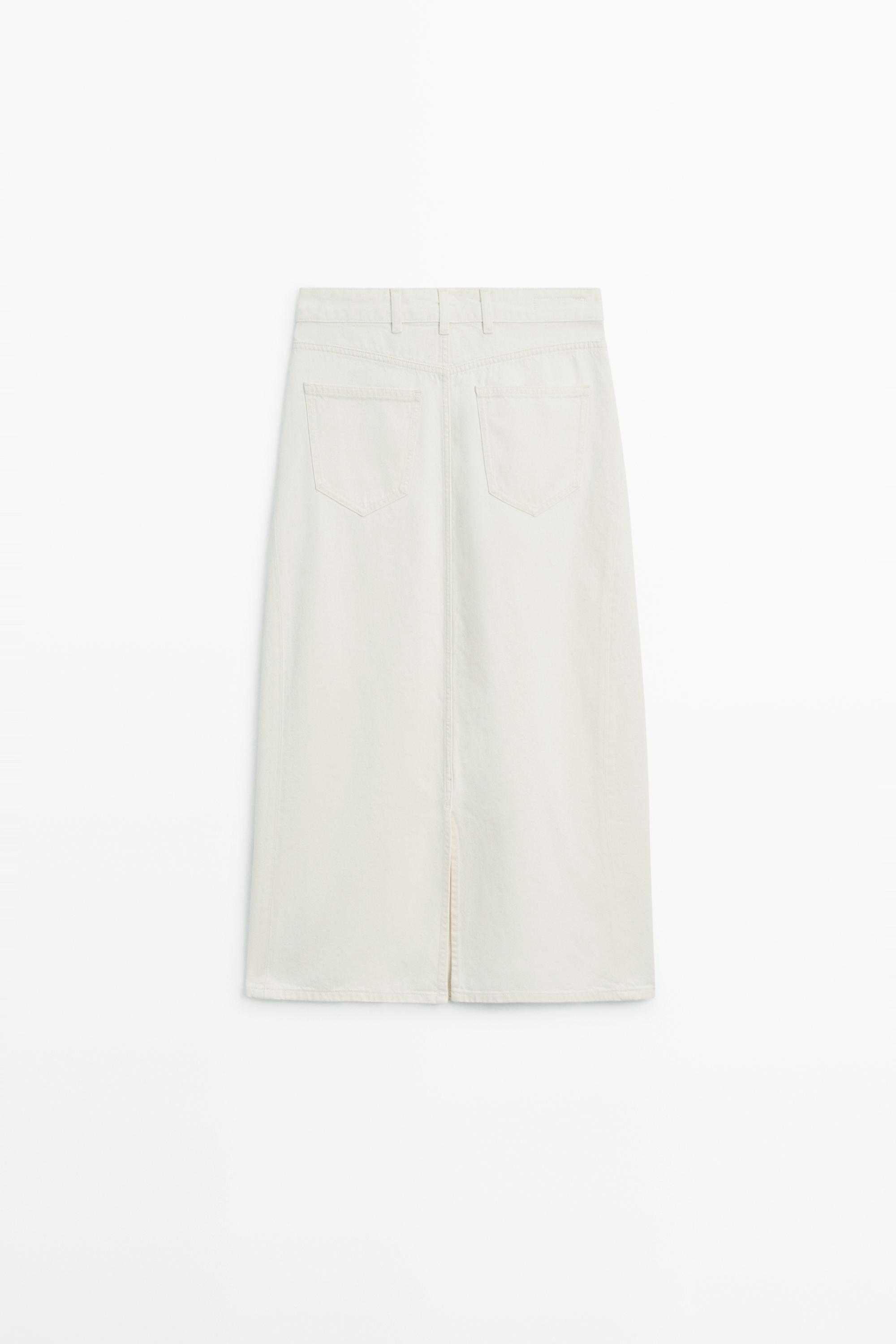 Barrel fit denim midi skirt — CREAM (alternate view)