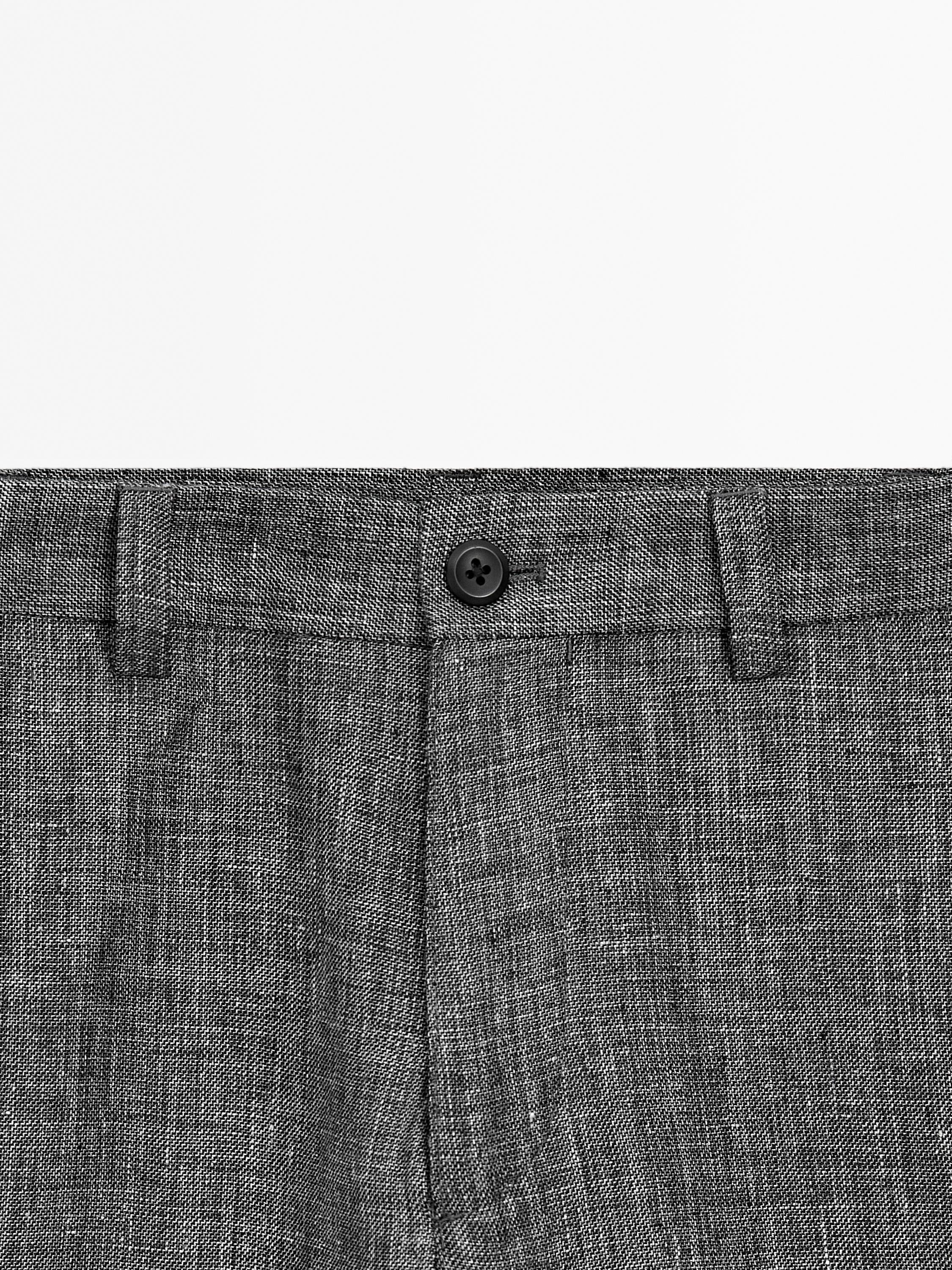 Pantalón tapered fit 100% lino