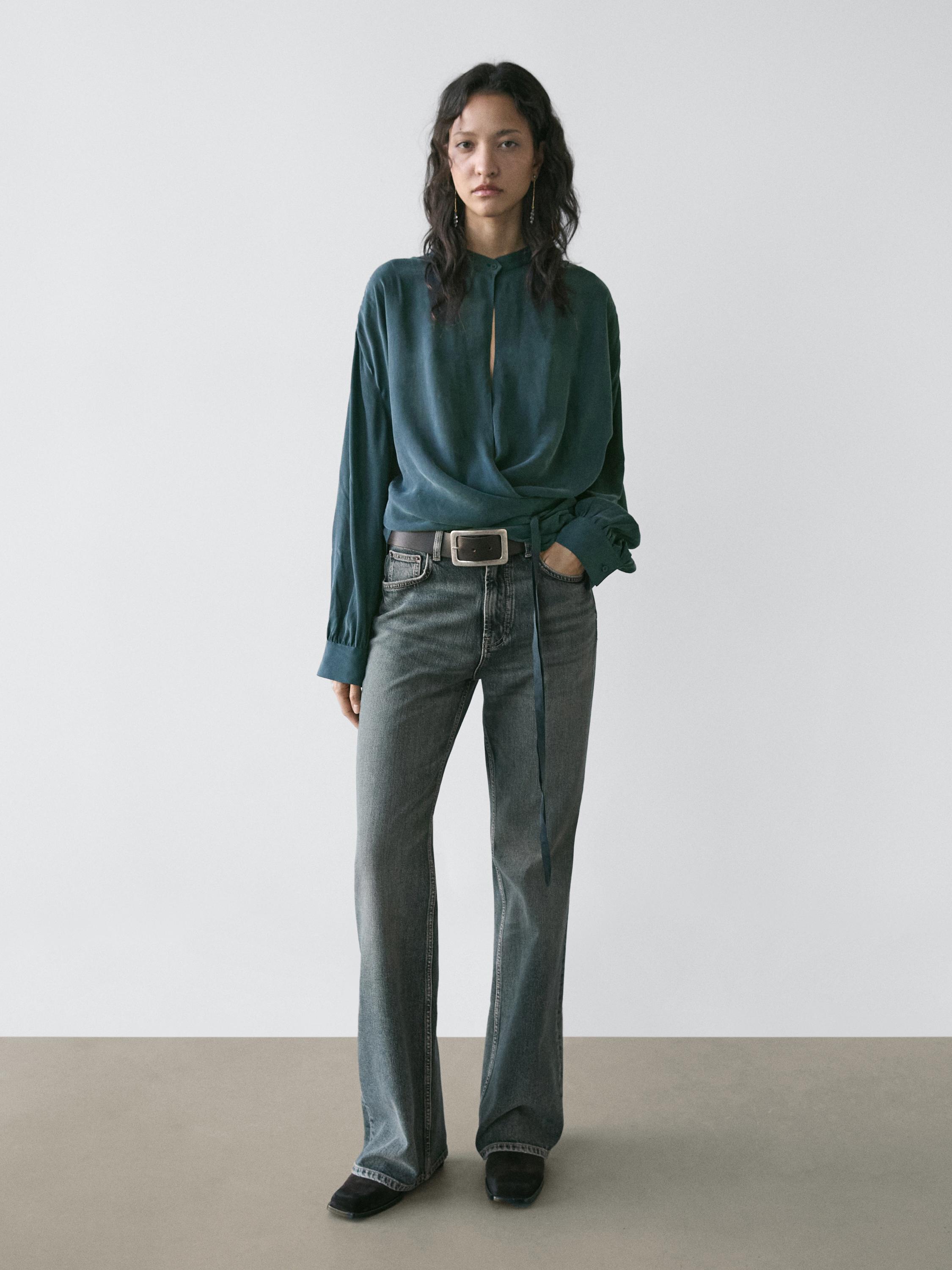 Mid-rise straight-leg flare fit jeans — MEDIUM BLUE