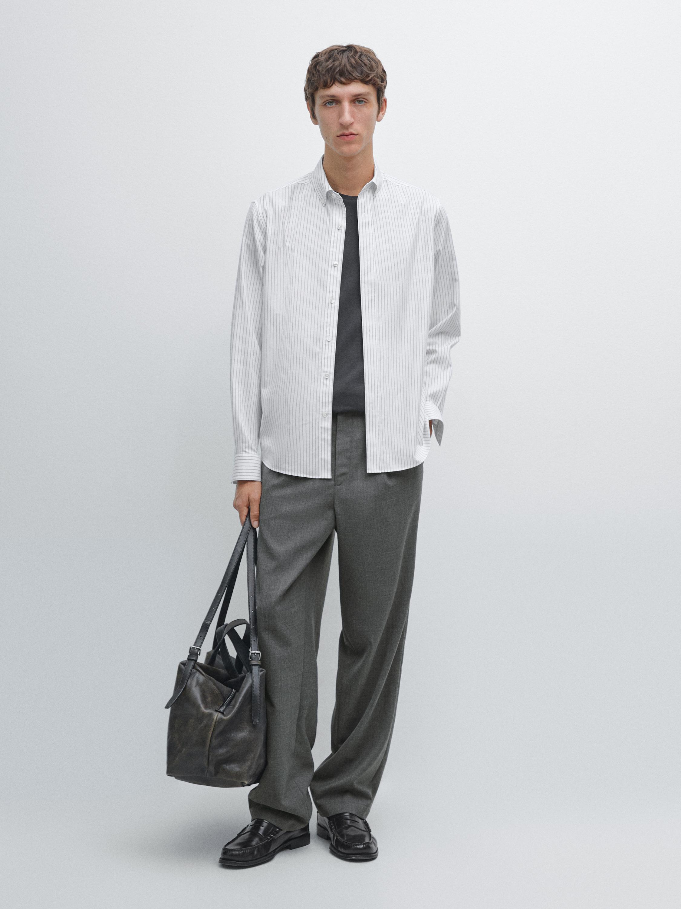 Camisa ratlles regular fit 100% cotó