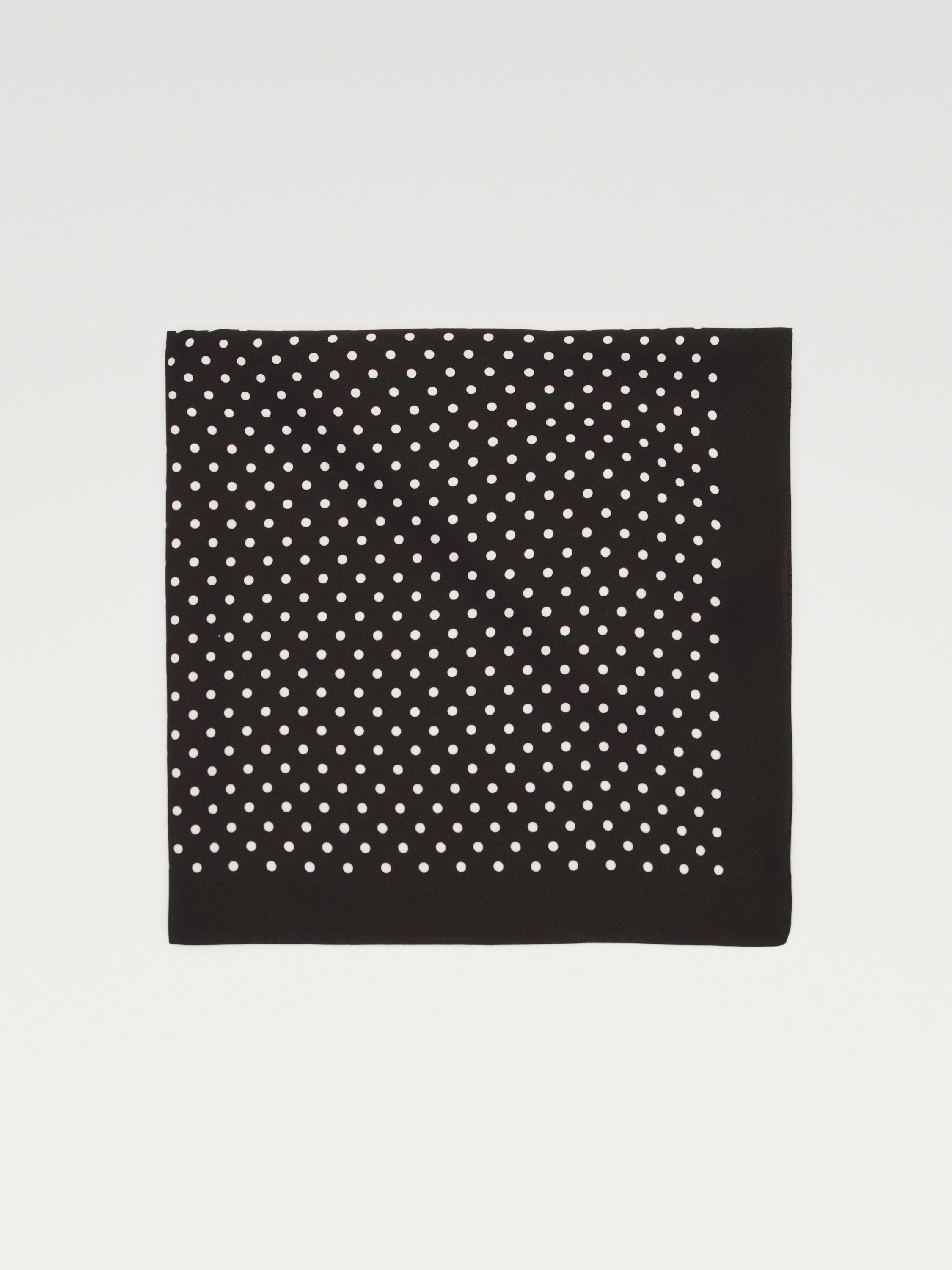 Polka dot print 100% silk scarf — BROWN