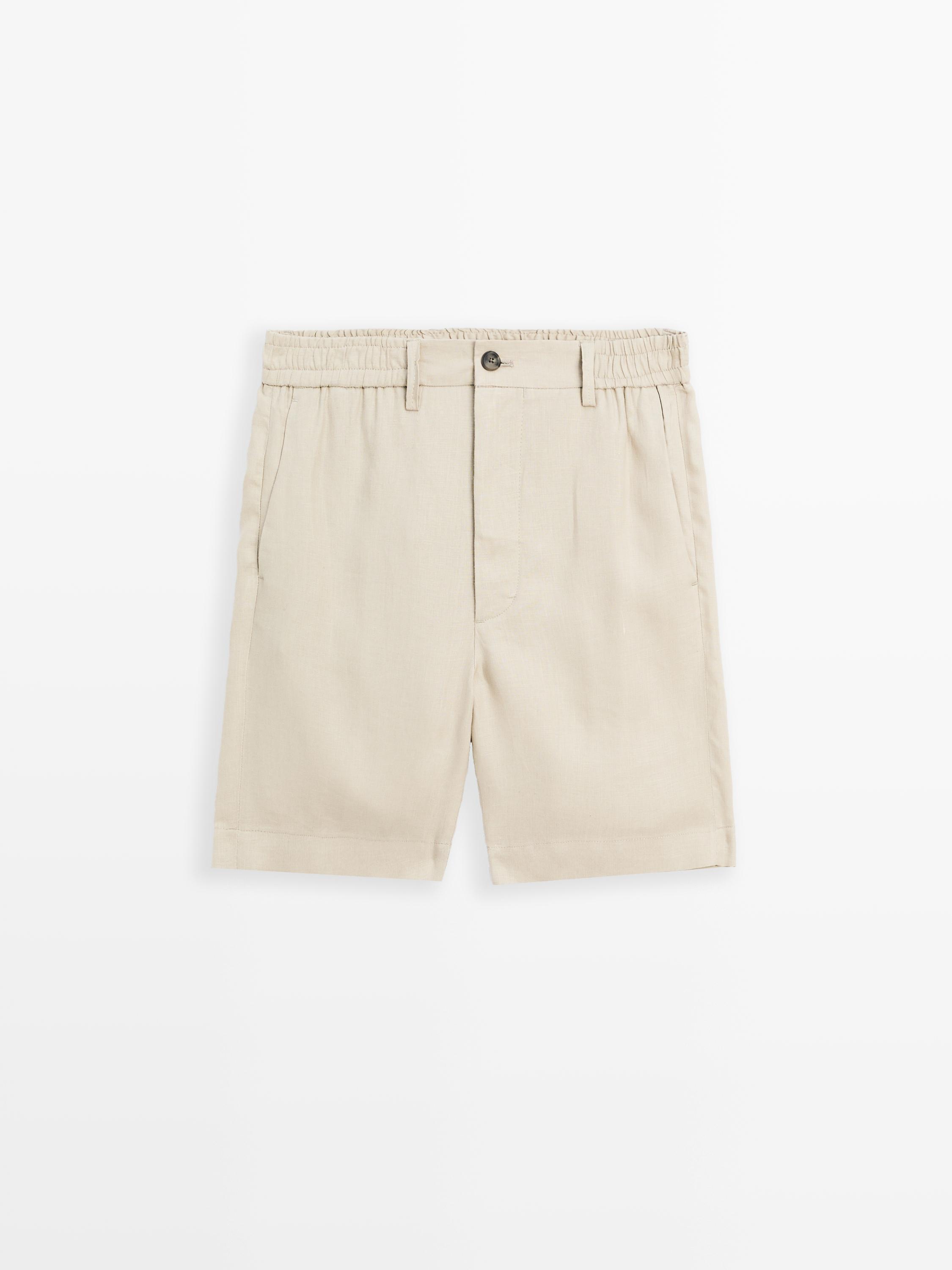 Lněné bermudy semi-jogger fit