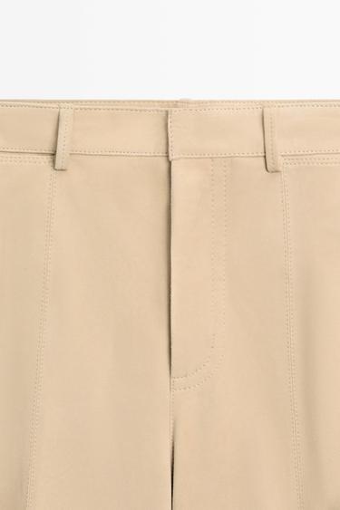 Long suede leather Bermuda shorts — BEIGE 4