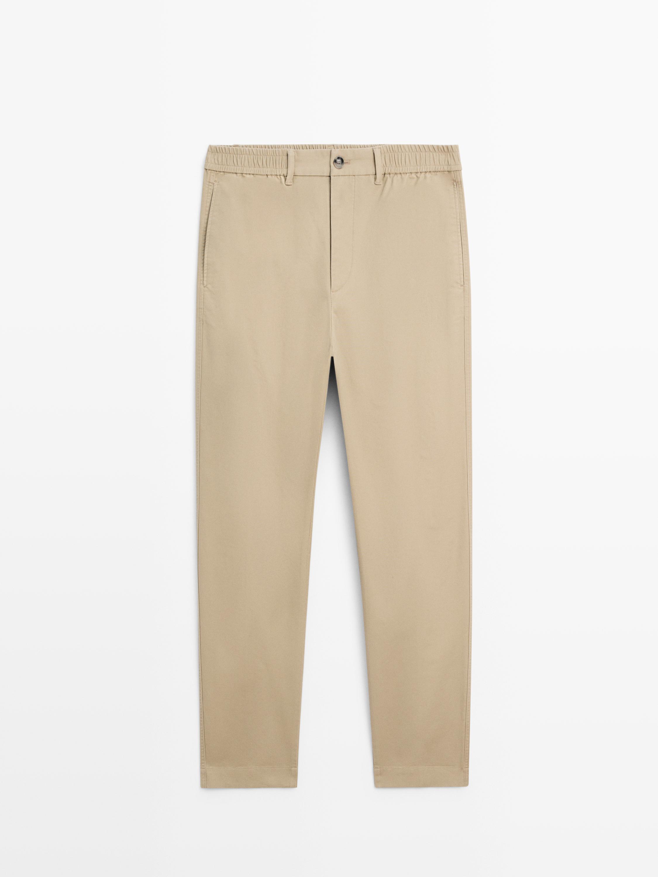 Cotton blend jogger fit trousers