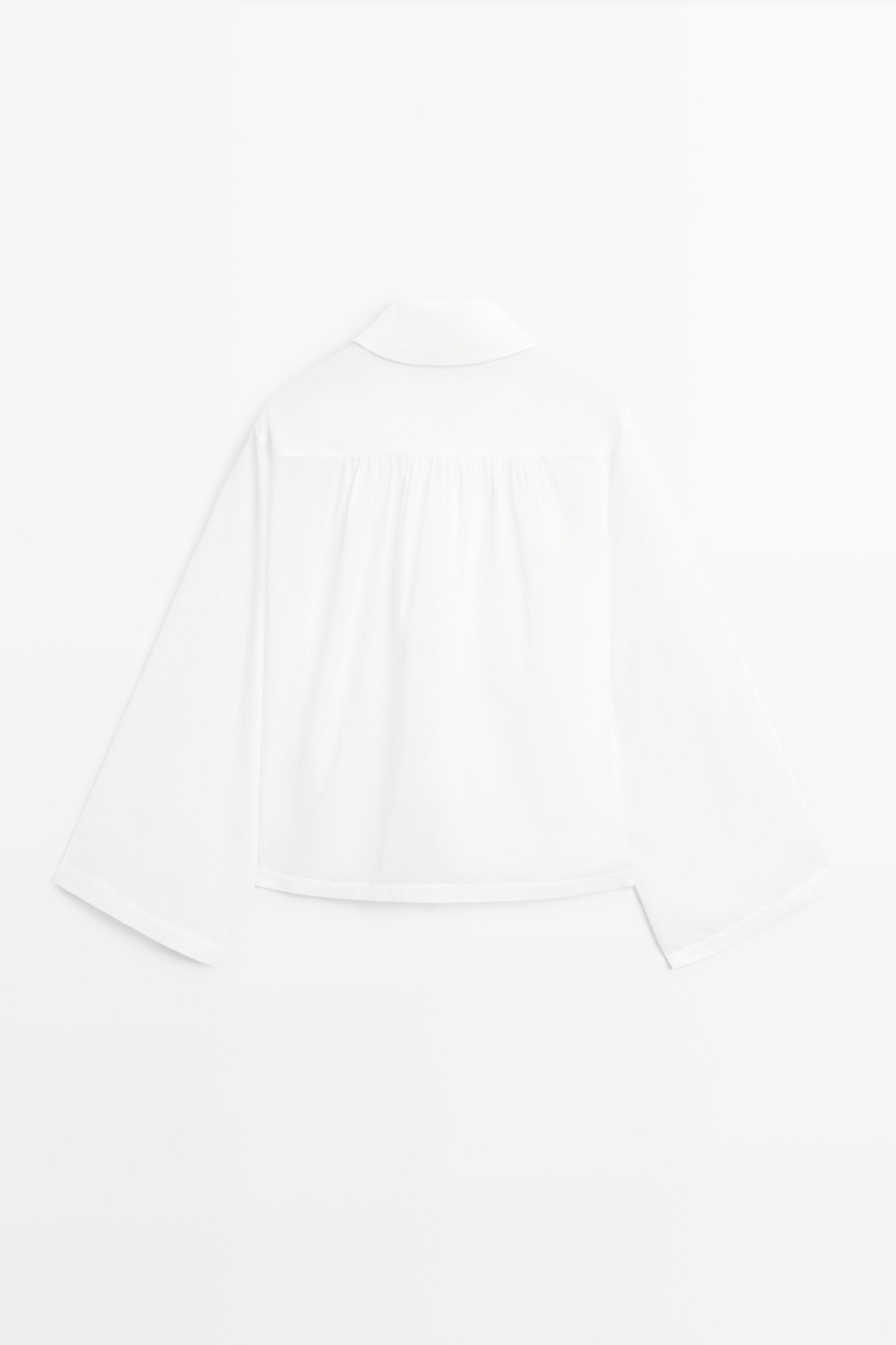 100% cotton shirt with fastening detail — WHITE