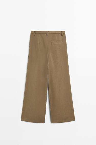 Flowing cropped wide-leg pants — MEDIUM KHAKI 6
