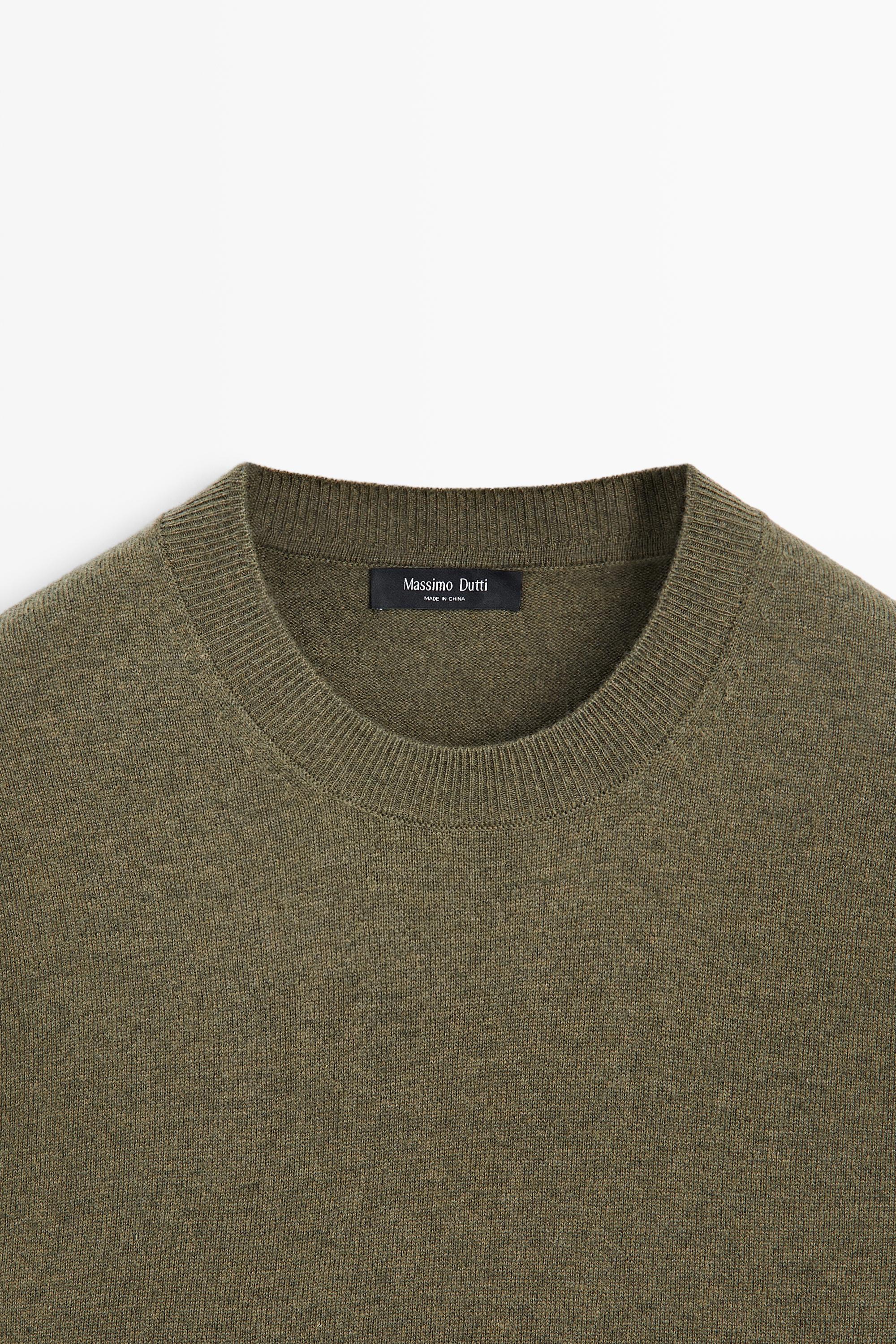 Wool blend round neck knit sweater — Sea green