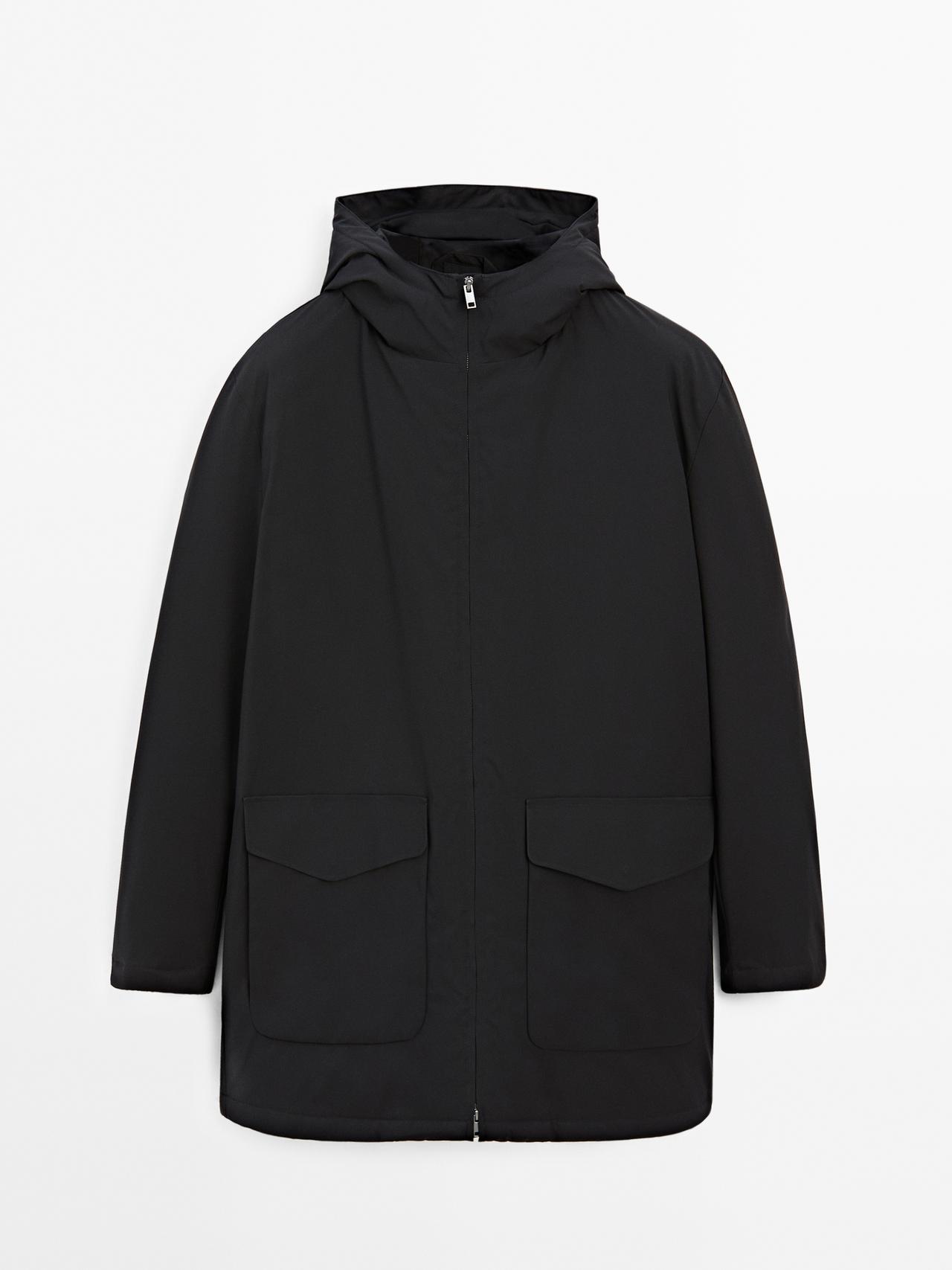 Massimo Dutti - Heren - Waterafstotende Donzen Parka - Marineblauw - Xl