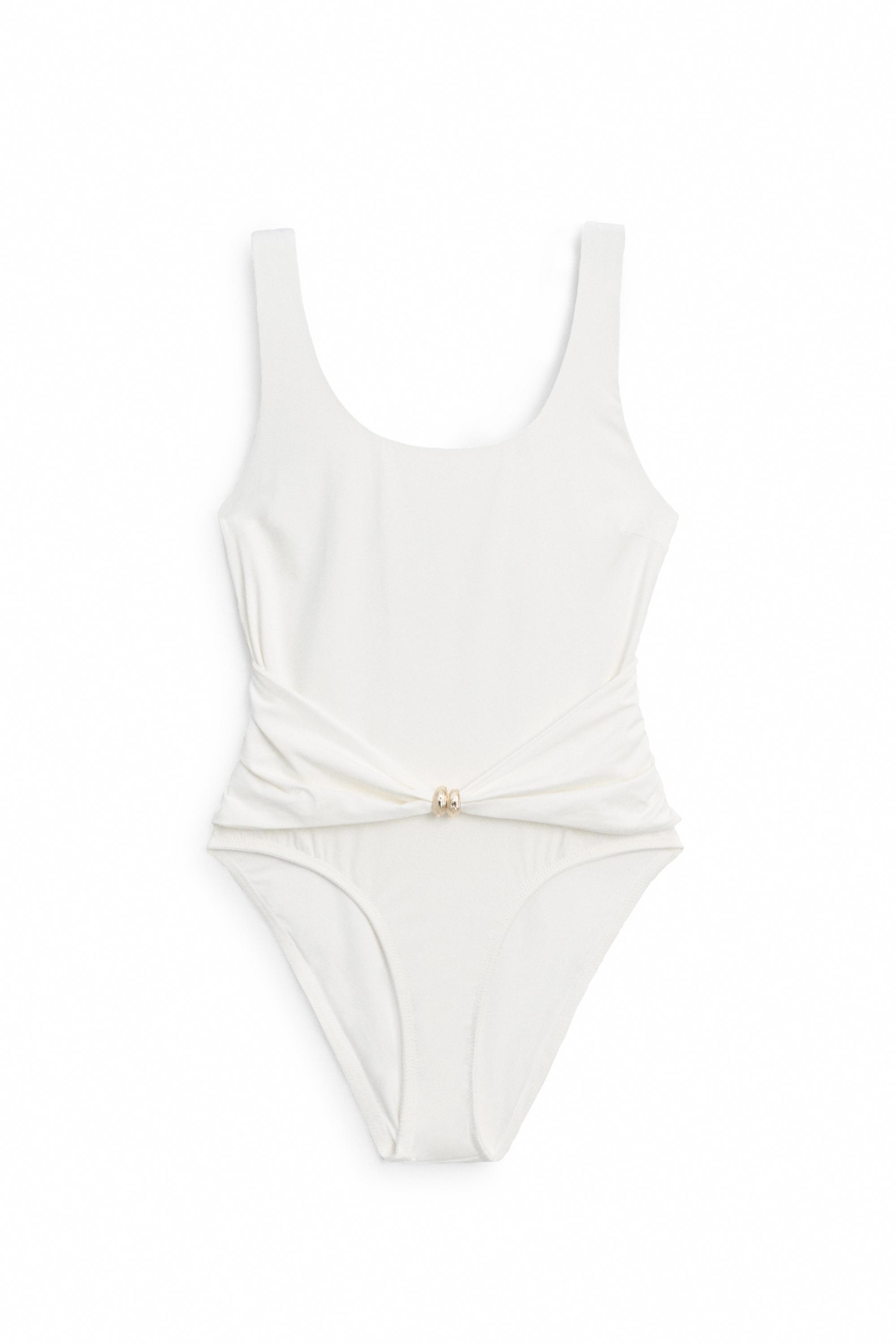 Swimsuit with rhinestone detail — Off white