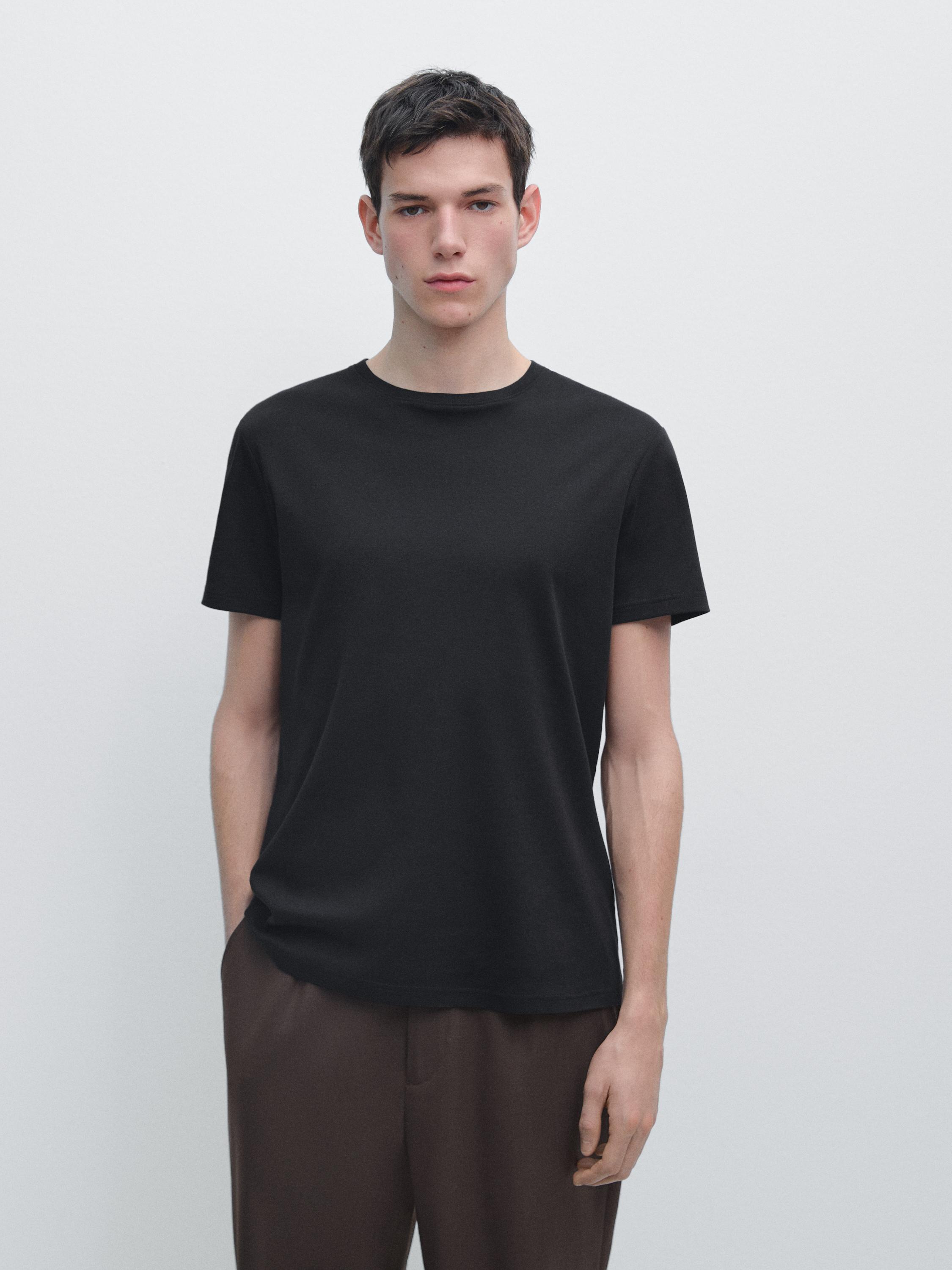 100% mercerised cotton T-shirt — BLACK