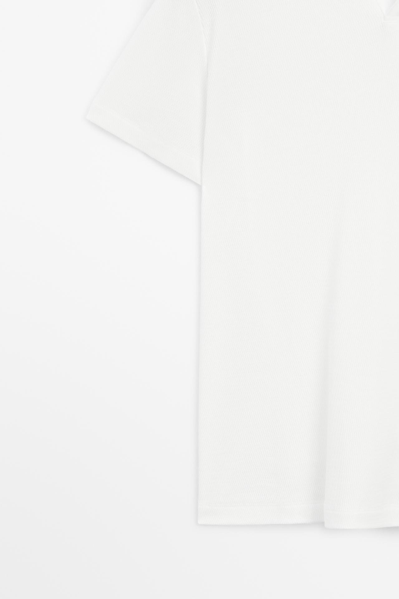 Textured 100% cotton polo shirt — WHITE