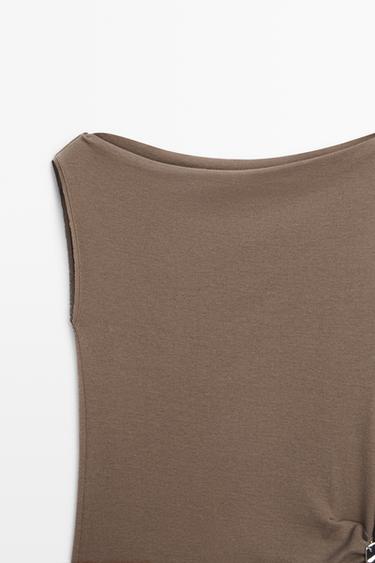 100% cotton knit top — MOLE BROWN 4