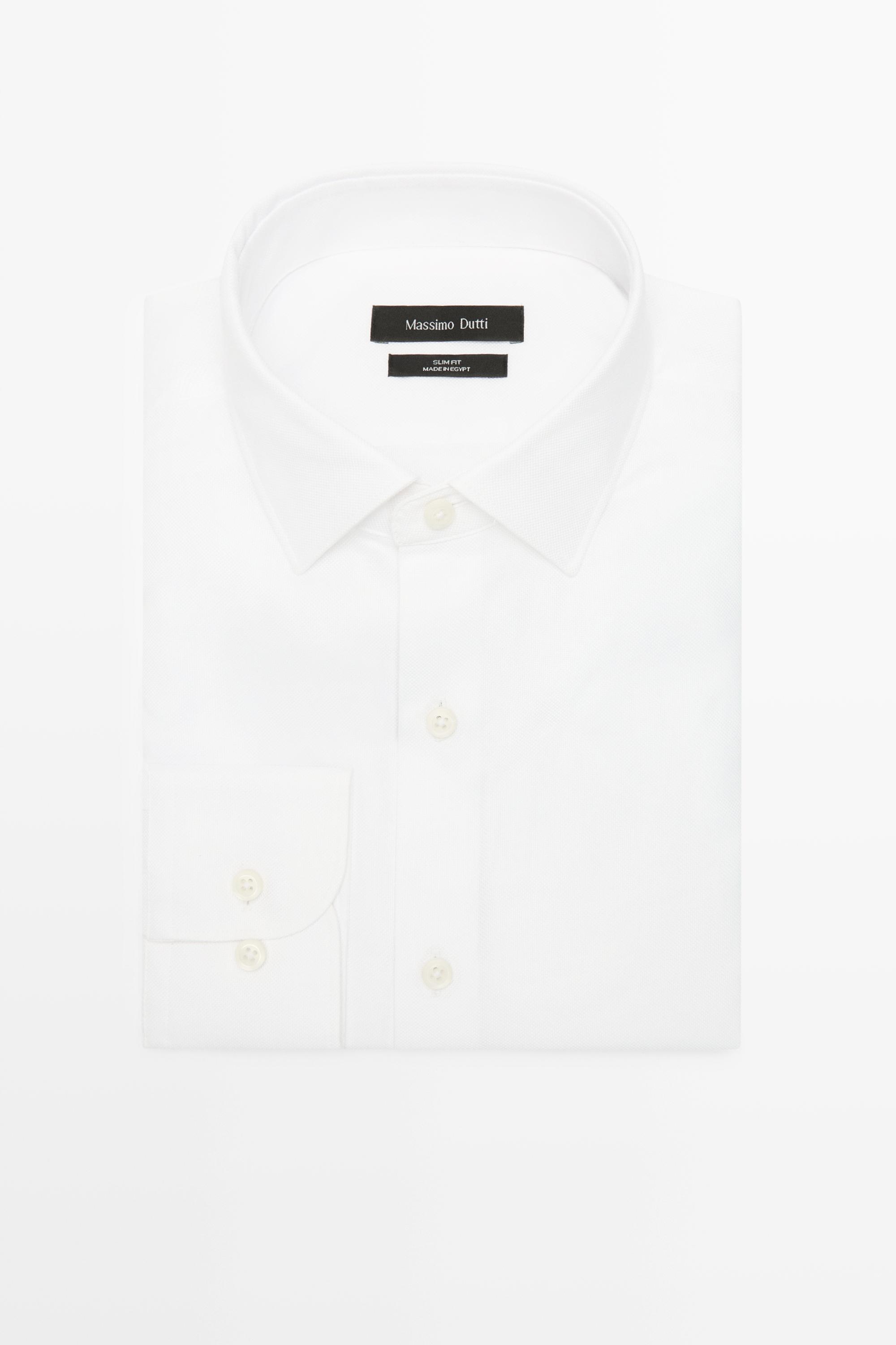 Slim fit 100% cotton Oxford shirt — WHITE