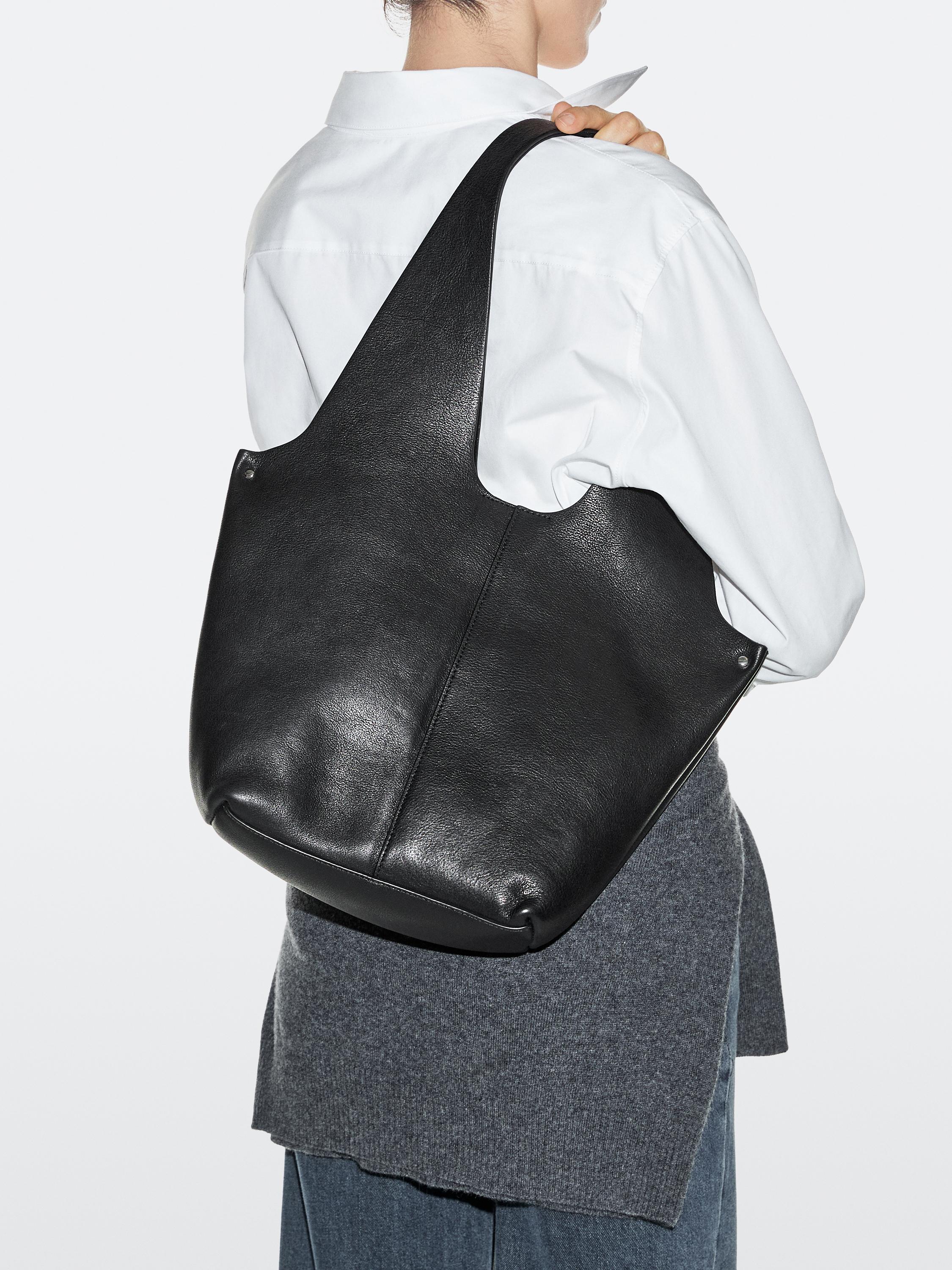 Nappa leather tote bag — BLACK
