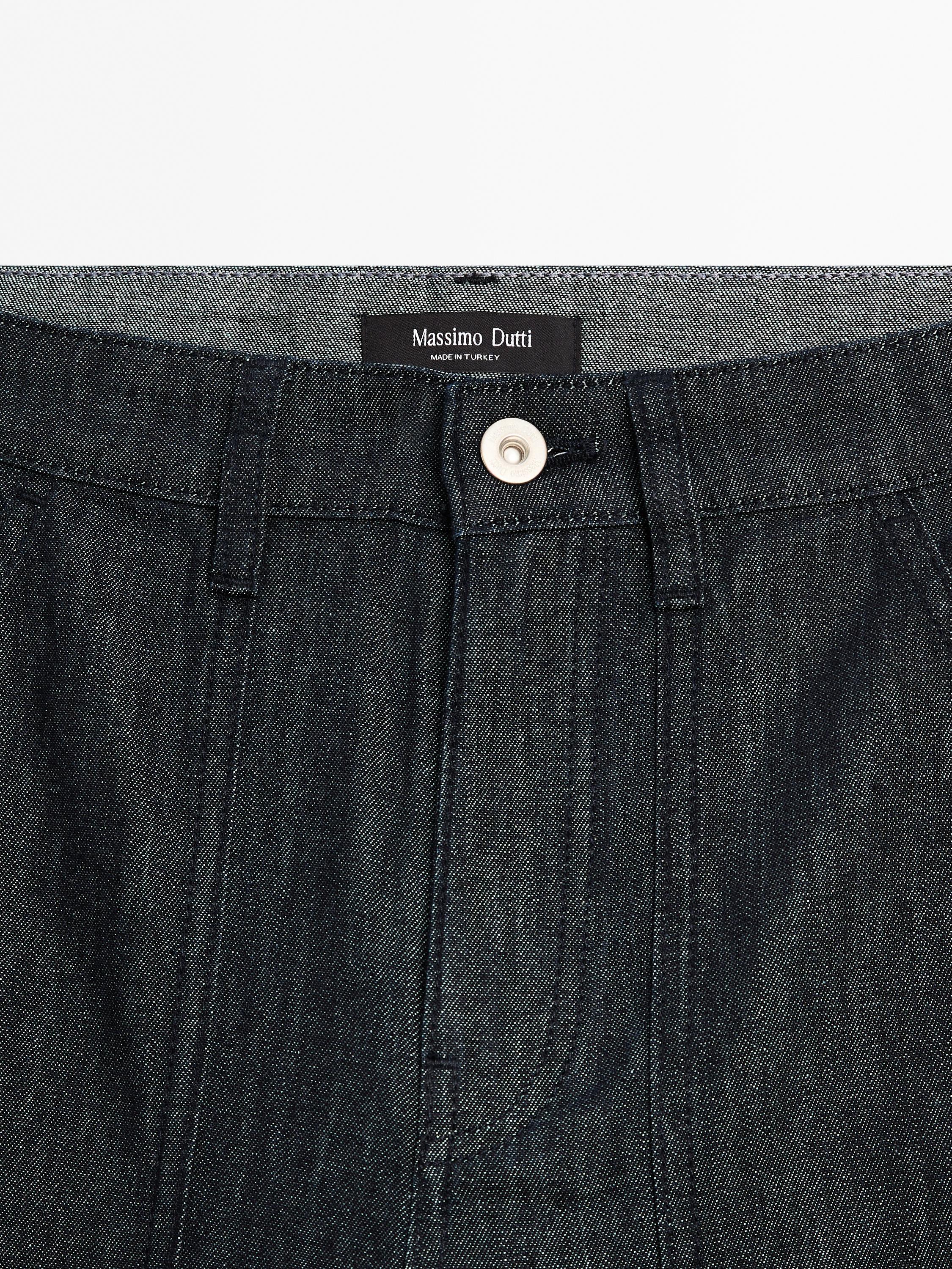 Wide leg denim trousers