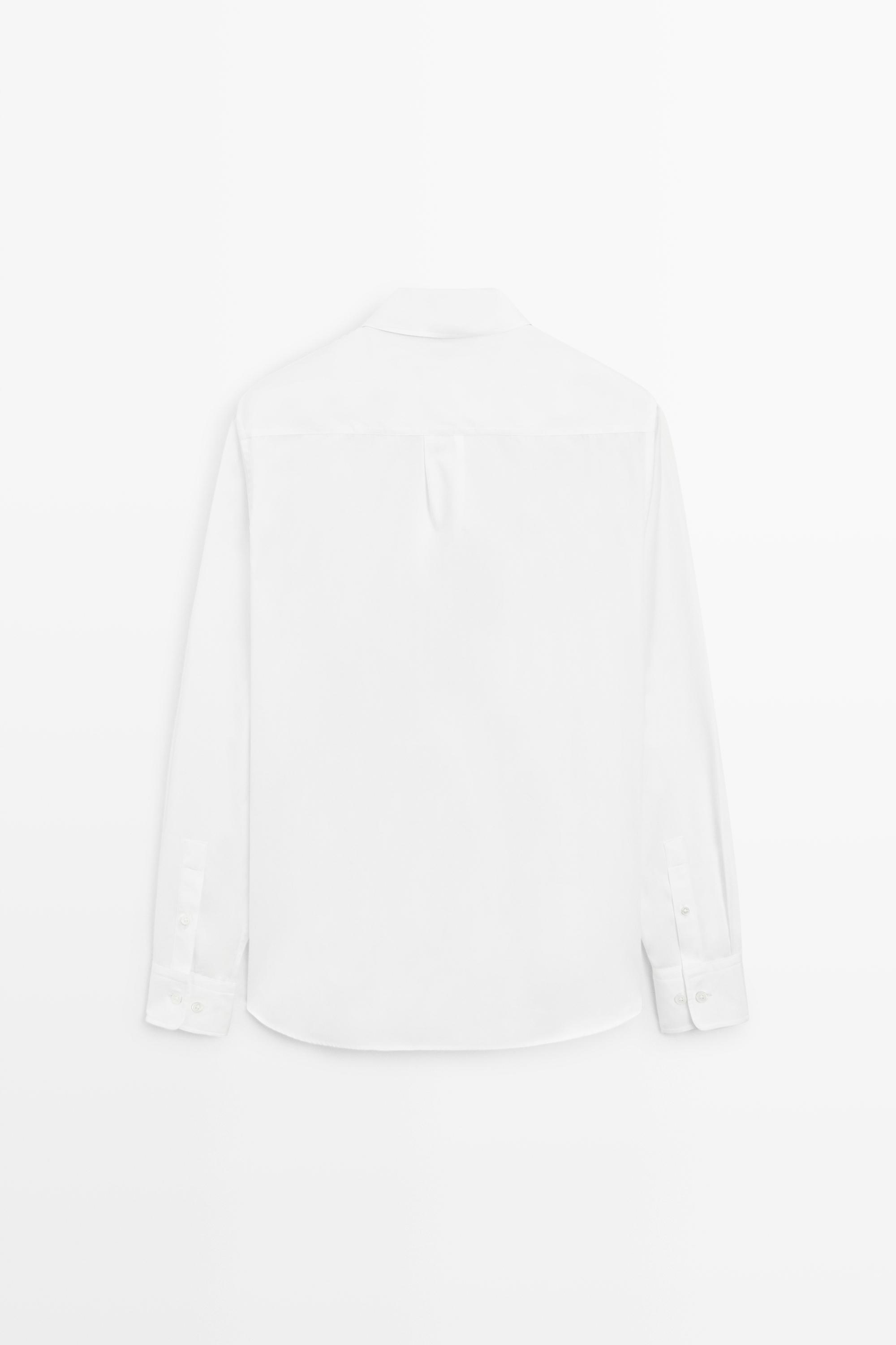 100% cotton regular fit poplin shirt — WHITE