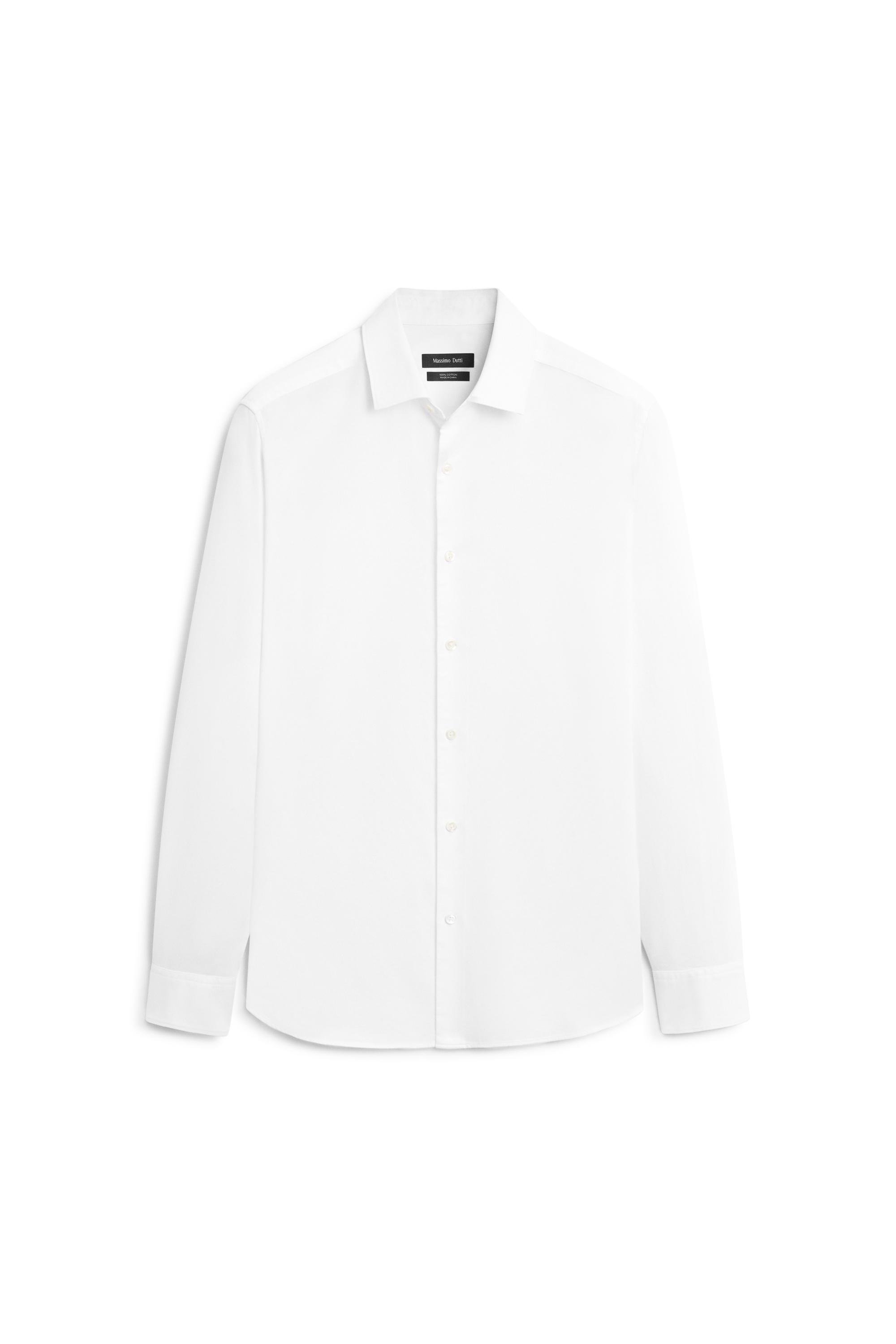 Textured 100% cotton shirt — WHITE