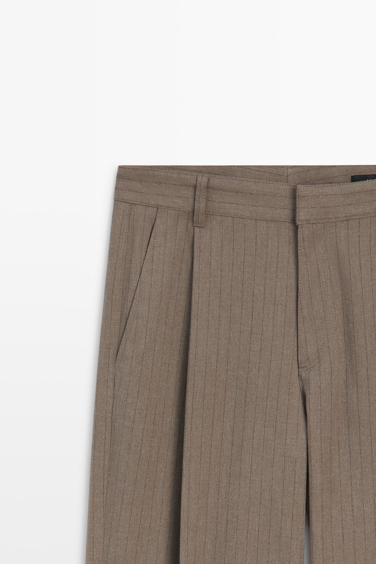 Pinstripe wide-leg pants — MOLE BROWN