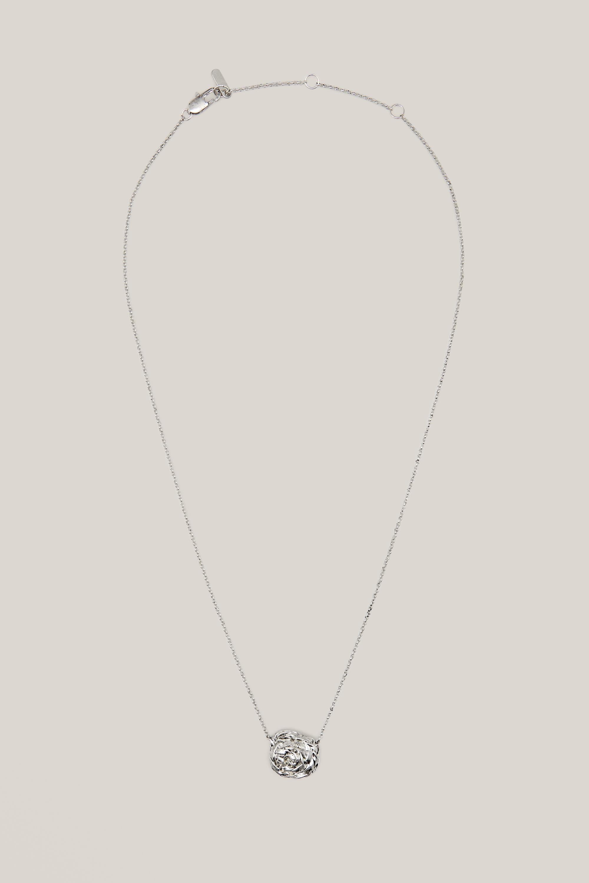 Necklace with textured round basket piece - LIMITED EDITION — SILVER