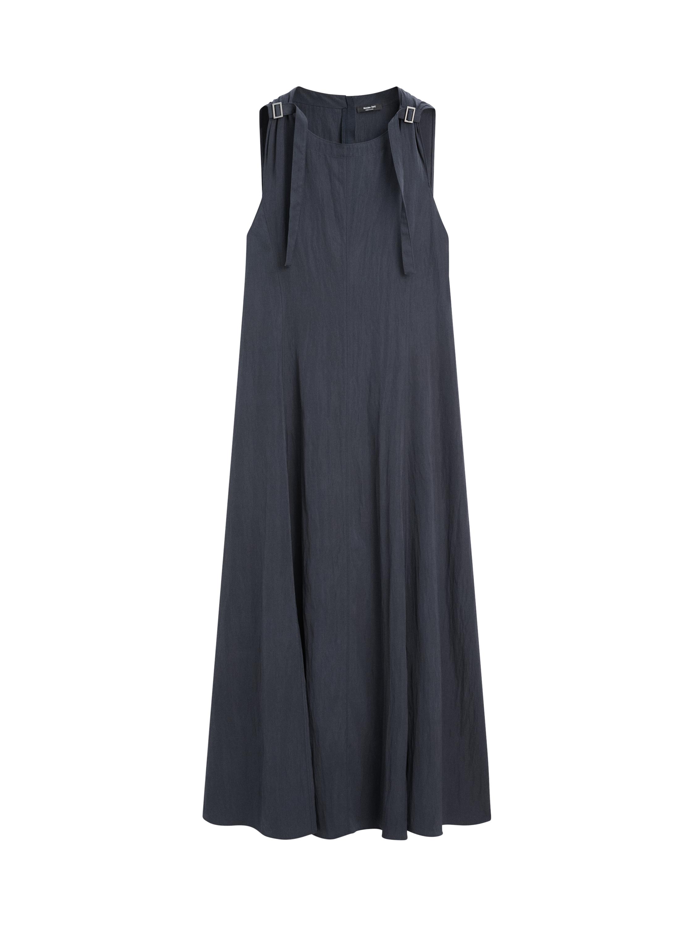 Flowing midi dress with buckles — GREY BLUE
