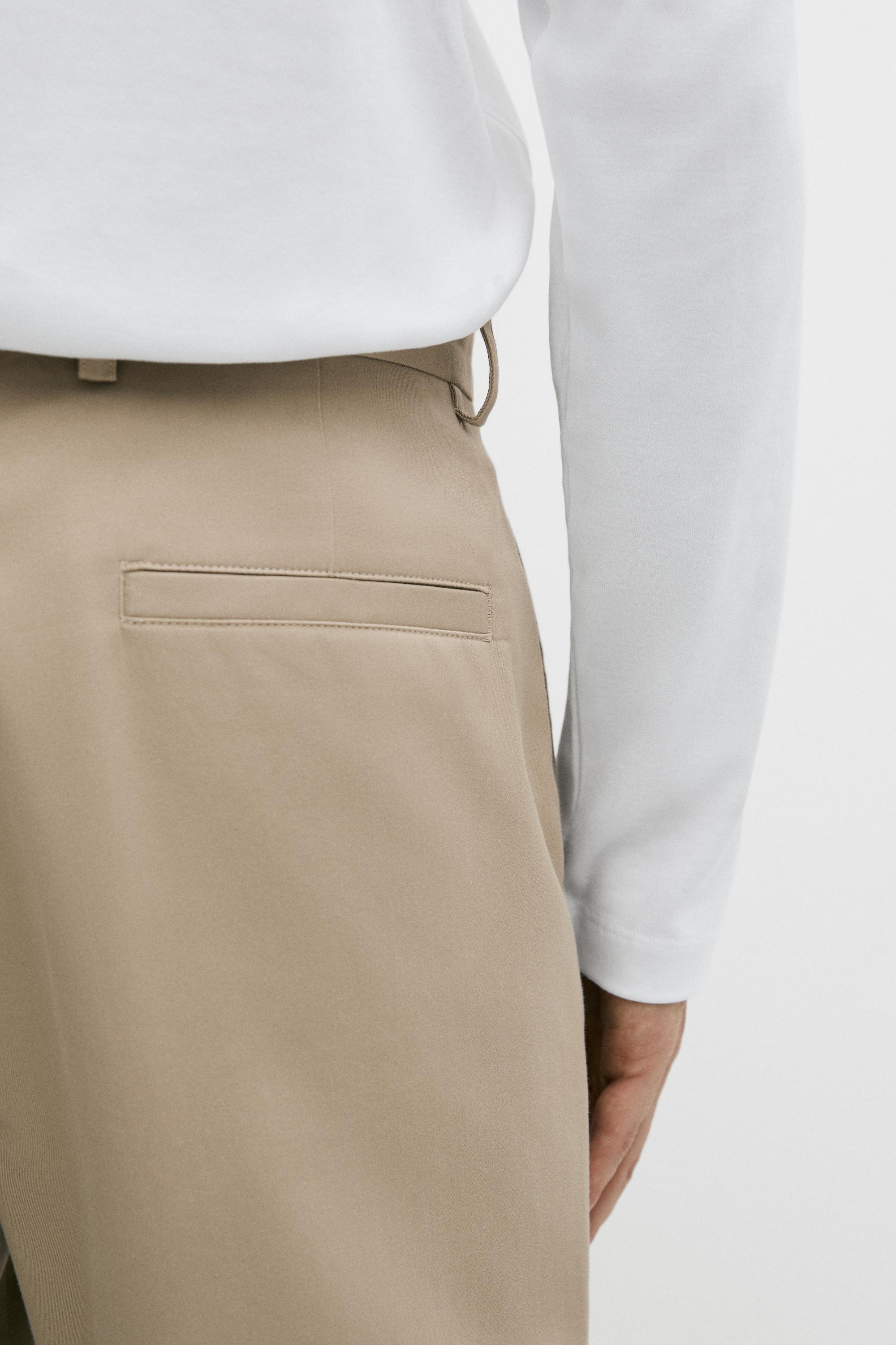 100% cotton wide-leg pants — KHAKI