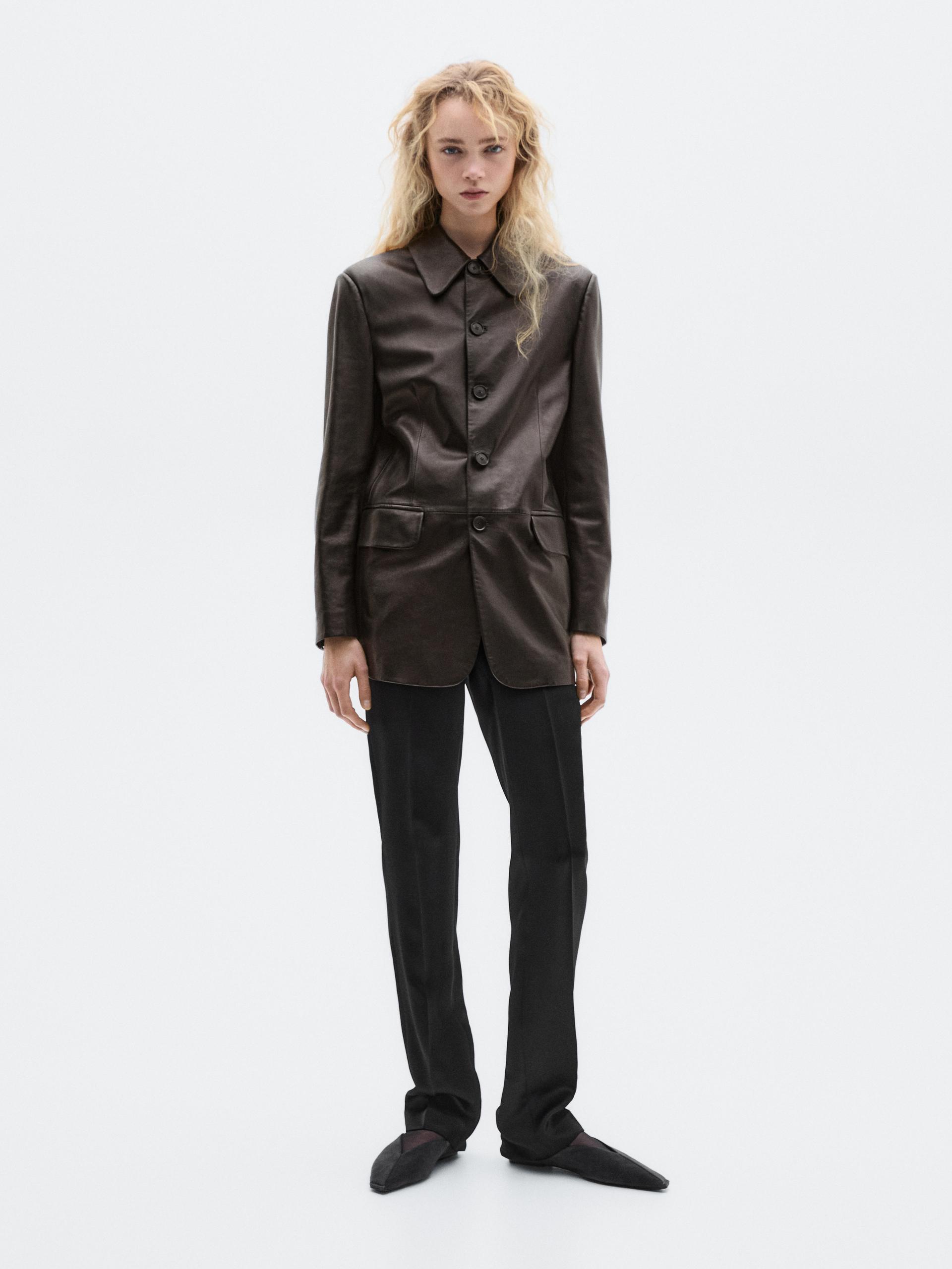 Blazer Boutons En Cuir Nappa - Limited - Noir - M - Massimo Dutti - Femme