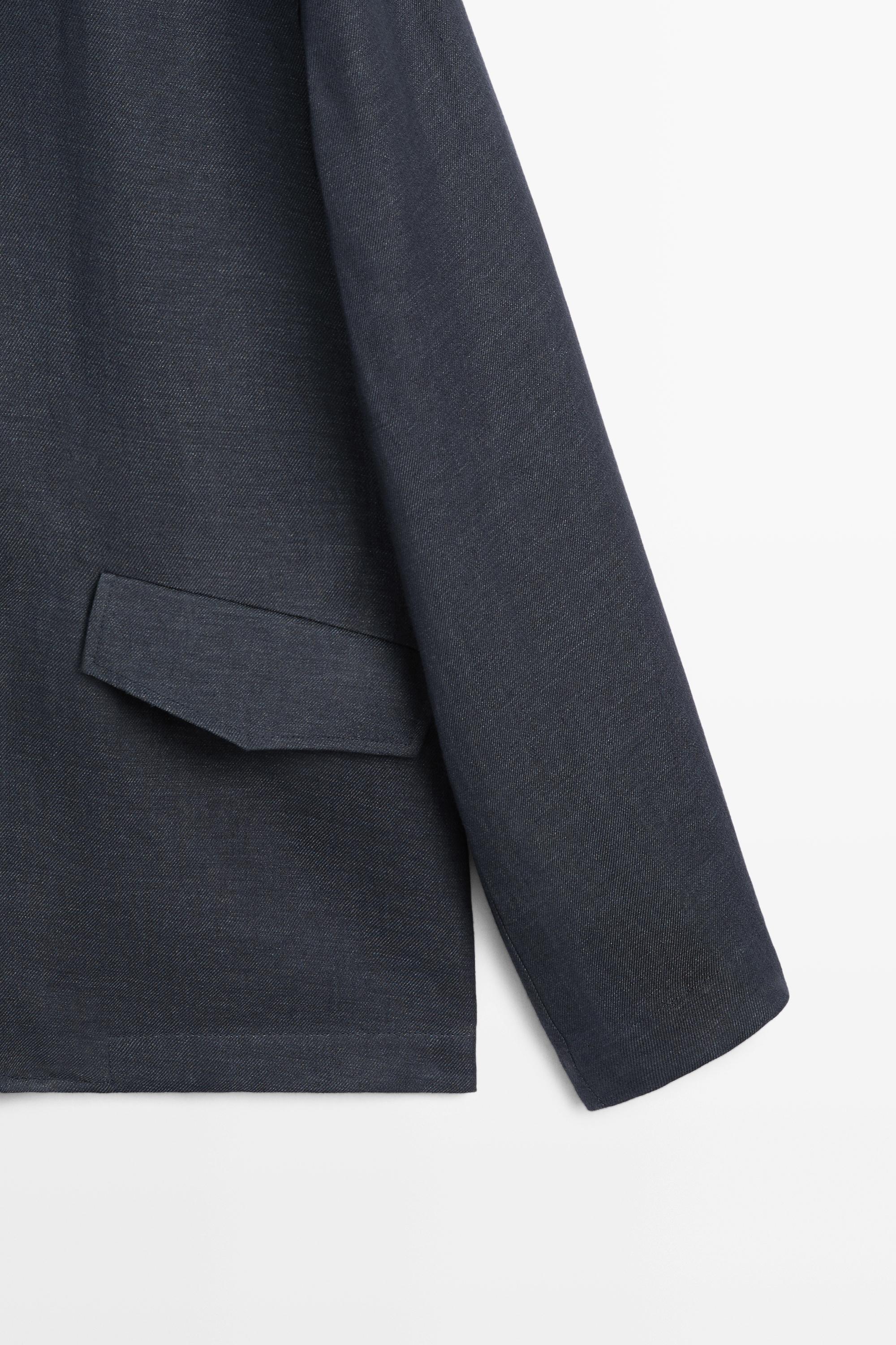 100% linen total look melange overshirt — INK BLUE