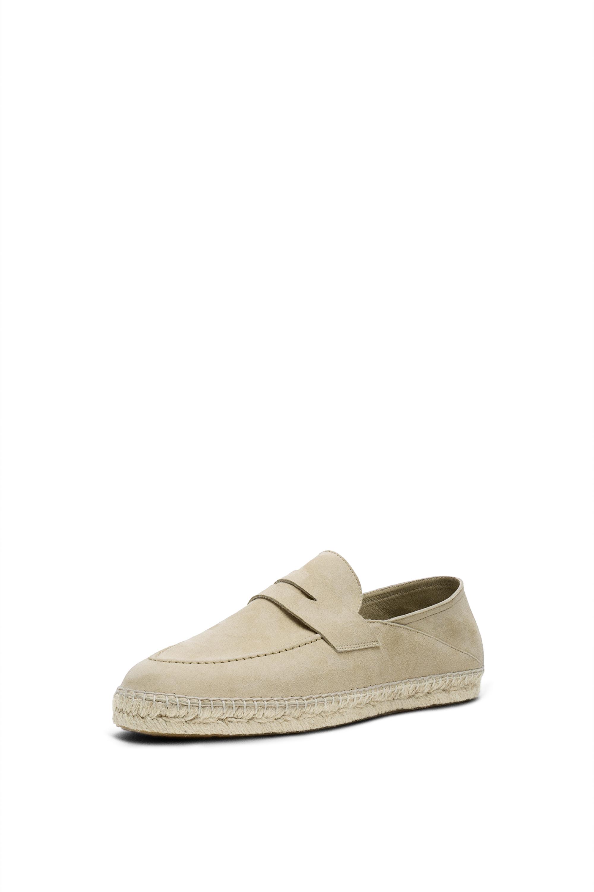 Suede penny strap espadrilles — BEIGE