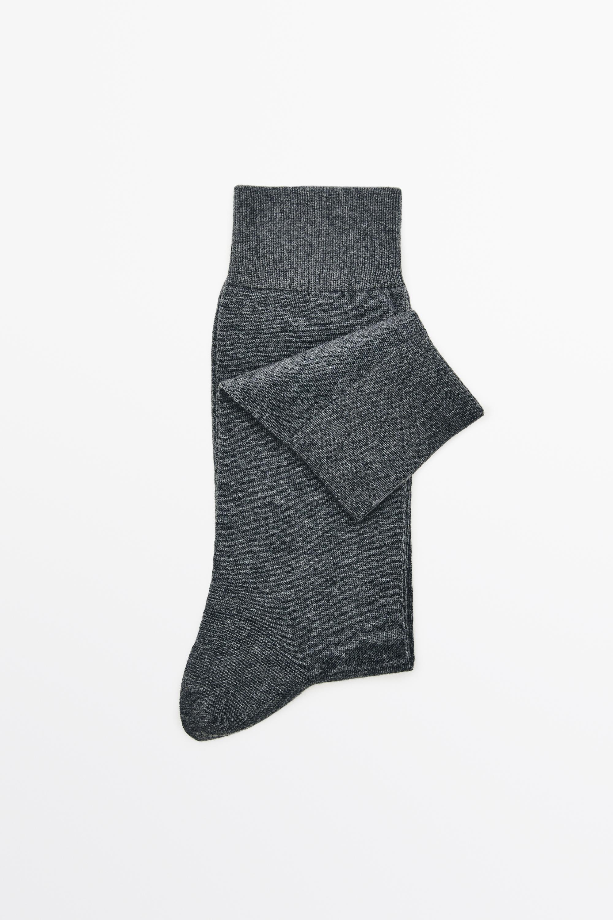 Plain cotton blend knit socks — GREY