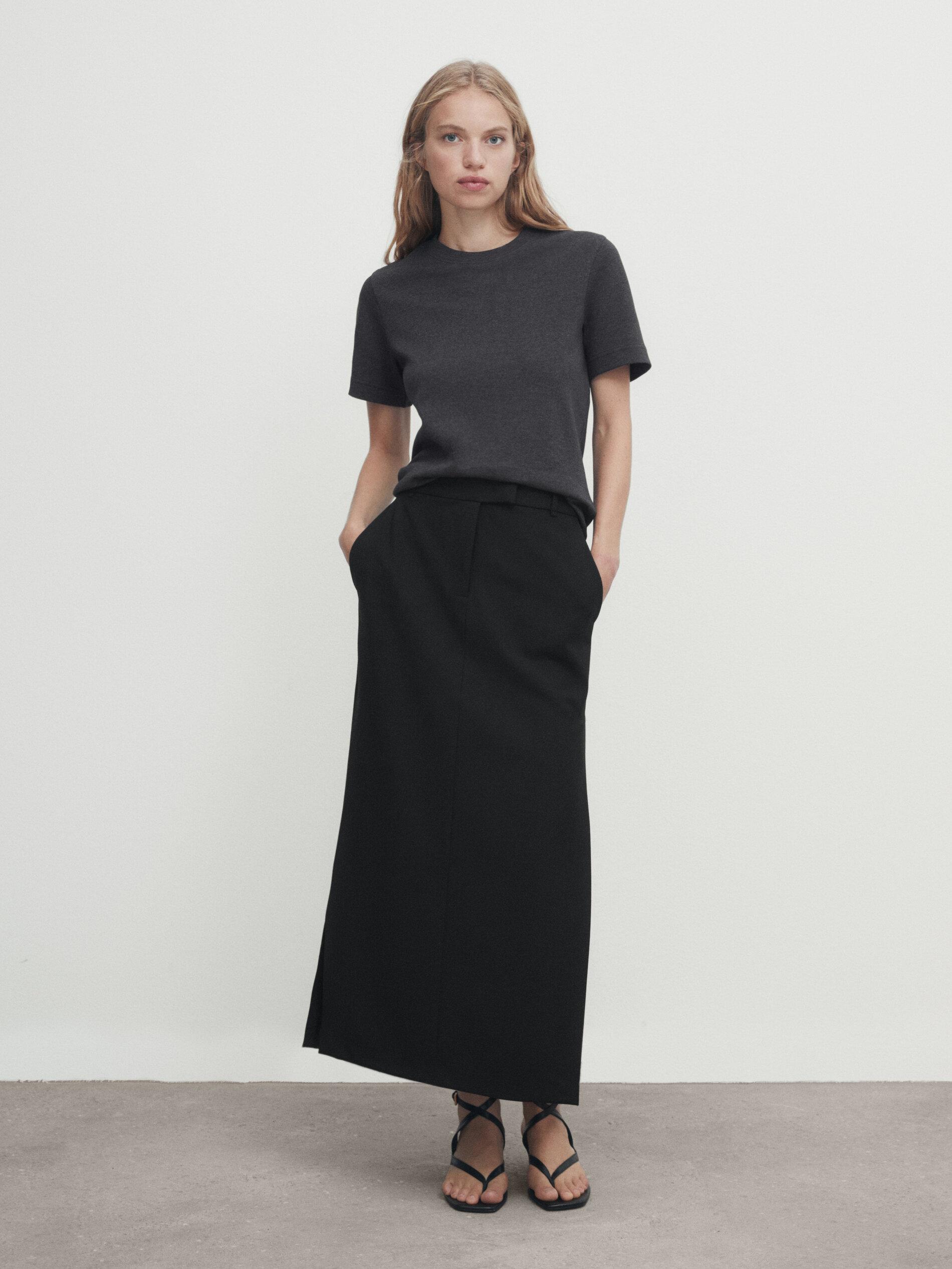 100% cotton interlock crew neck T-shirt — ANTHRACITE GREY