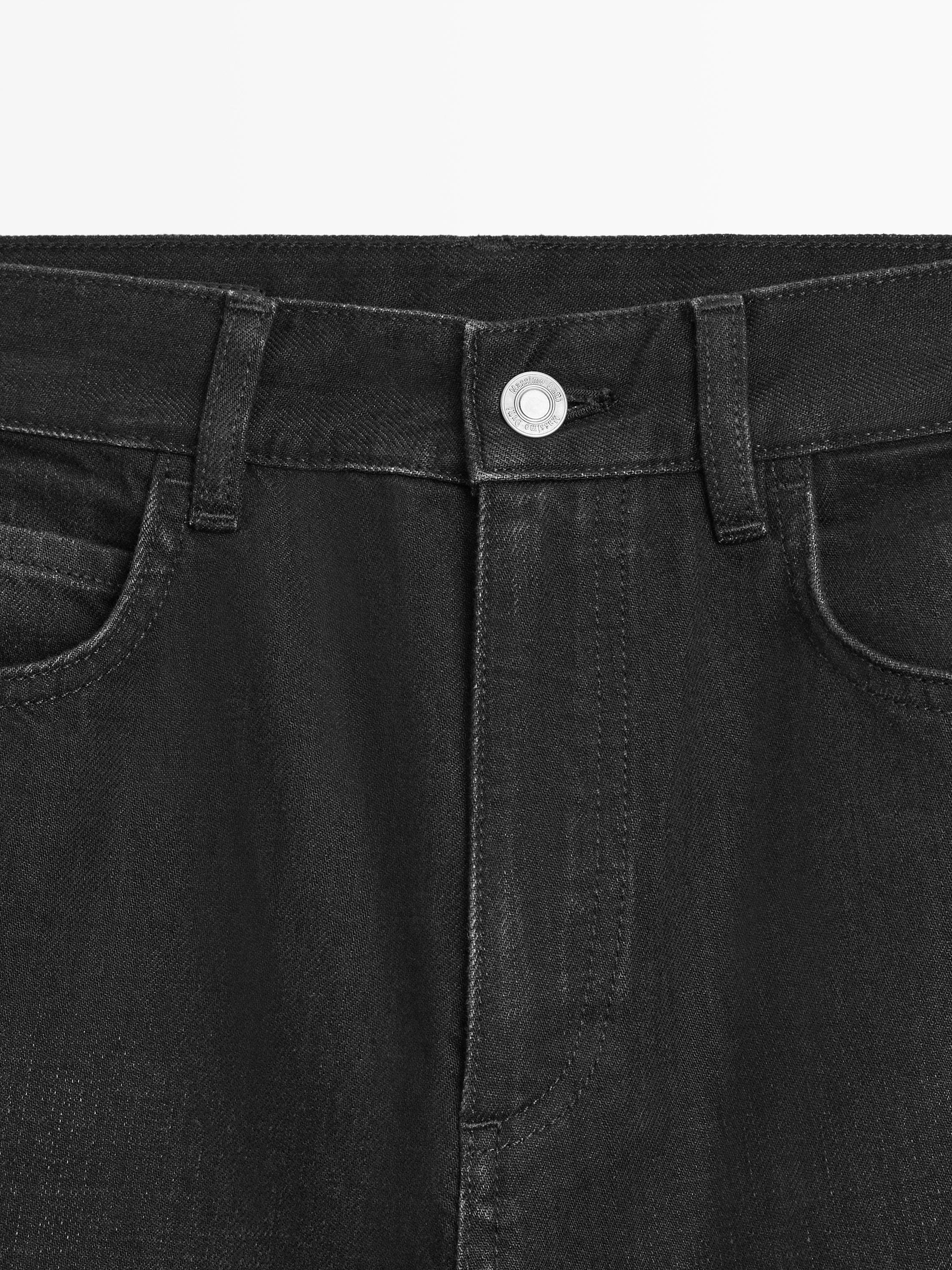 Straight-leg high-waist jeans — BLACK