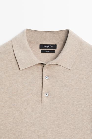 100% cotton knit polo sweater — BEIGE 9