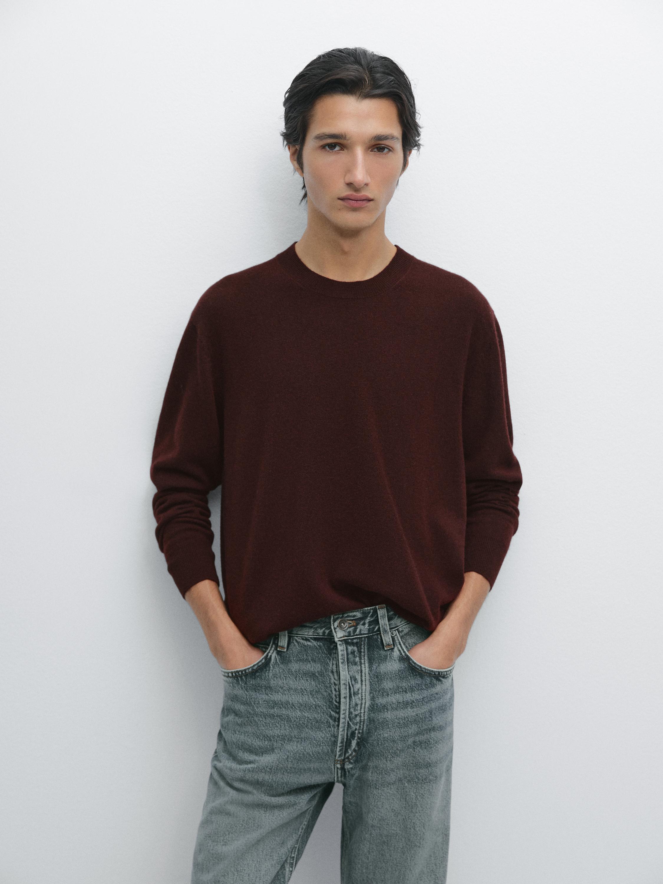 Wool blend crew neck sweater