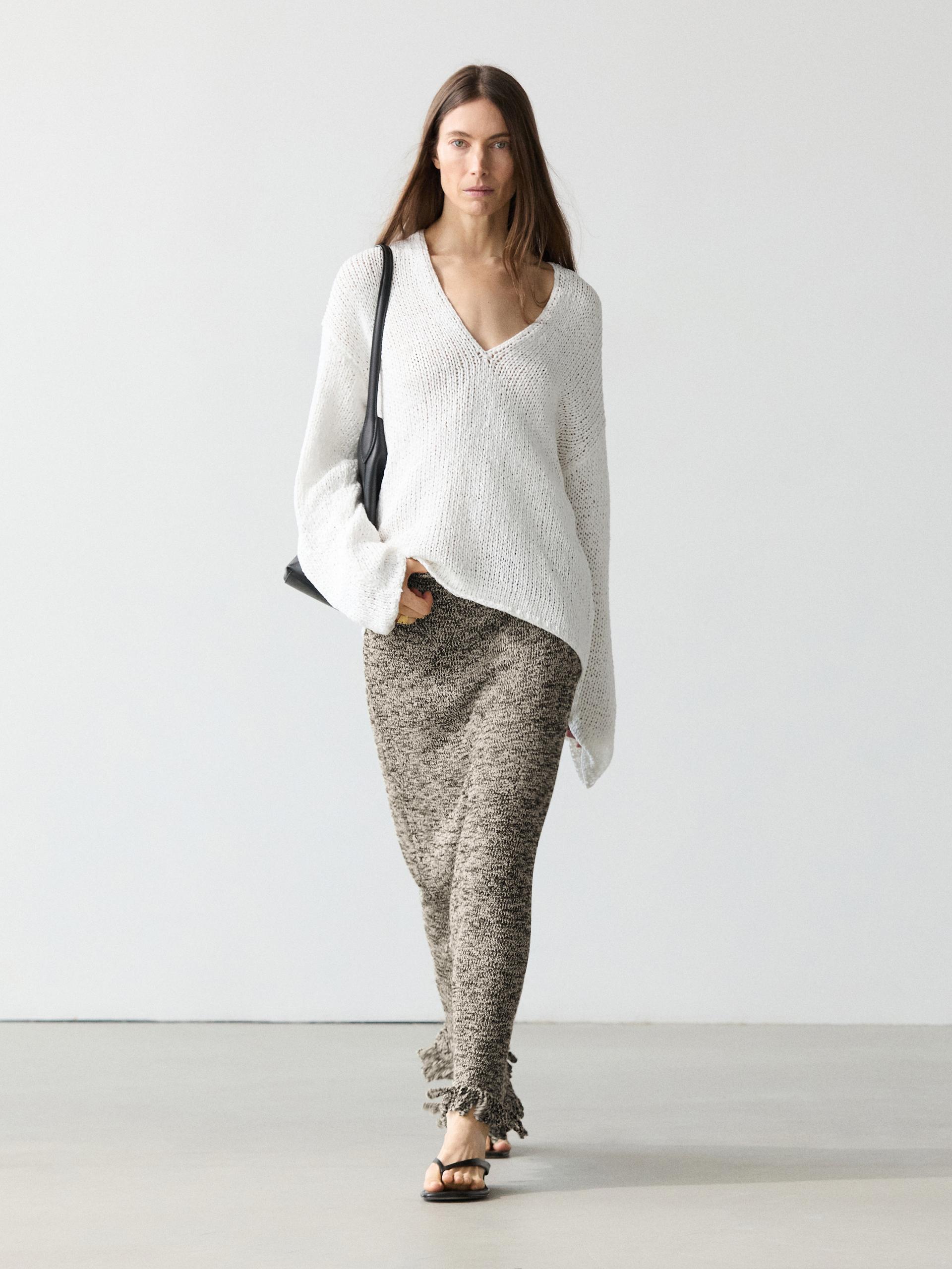 Gonna In Maglia Con Frange, Total Look - Nero - S - Massimo Dutti - Femminile