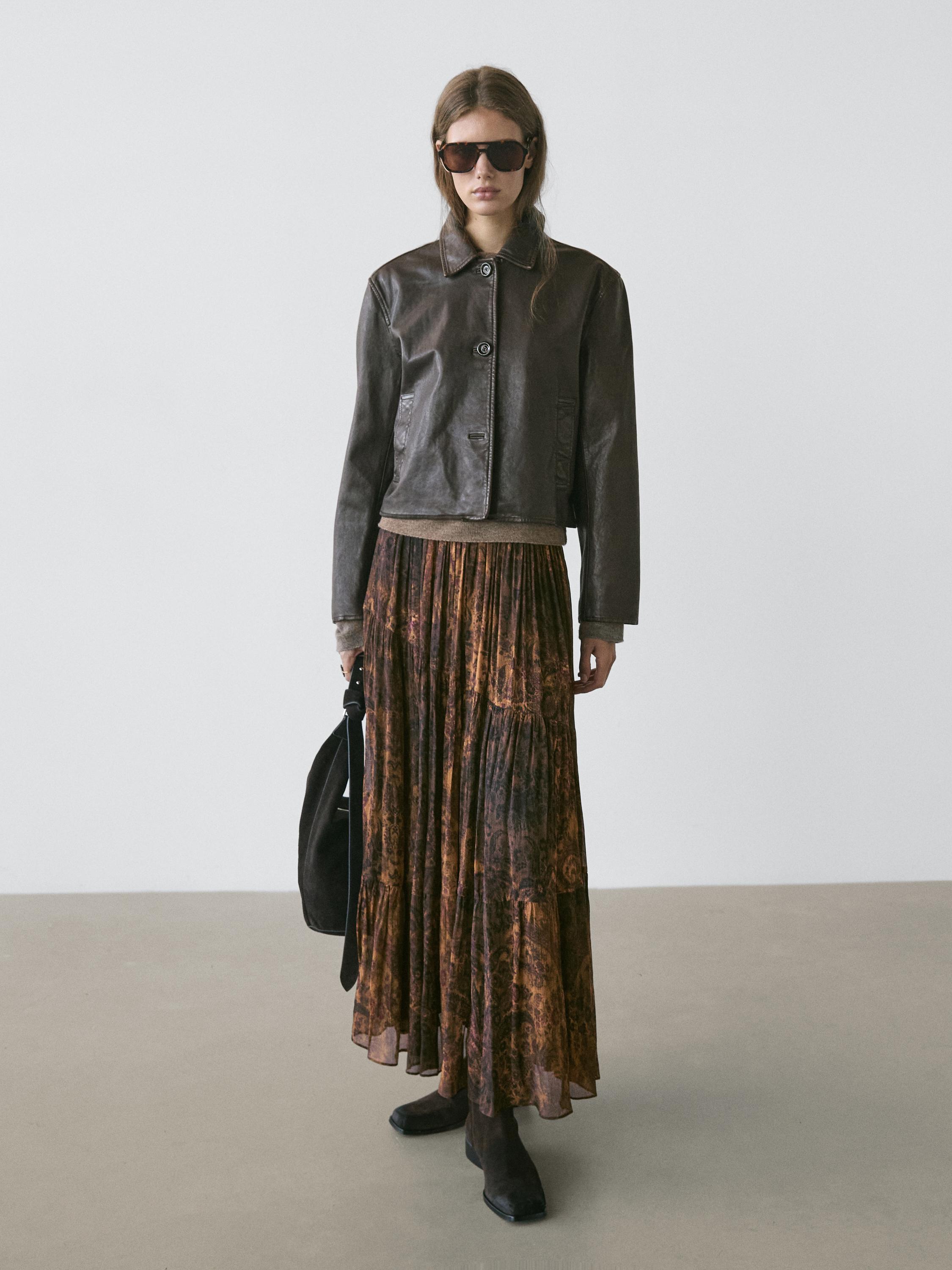 Flowing asymmetric midi skirt