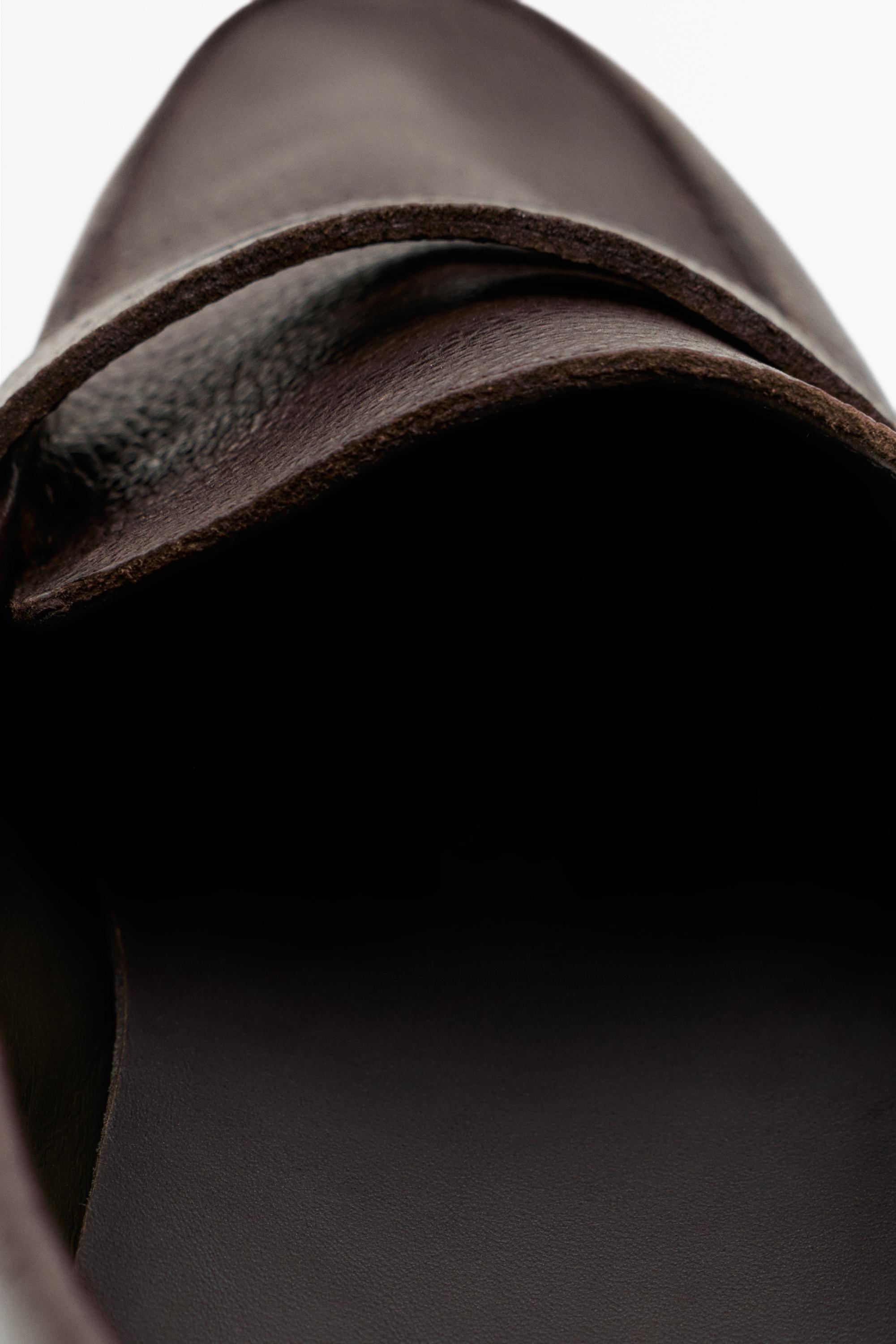 Split suede leather loafer — BROWN