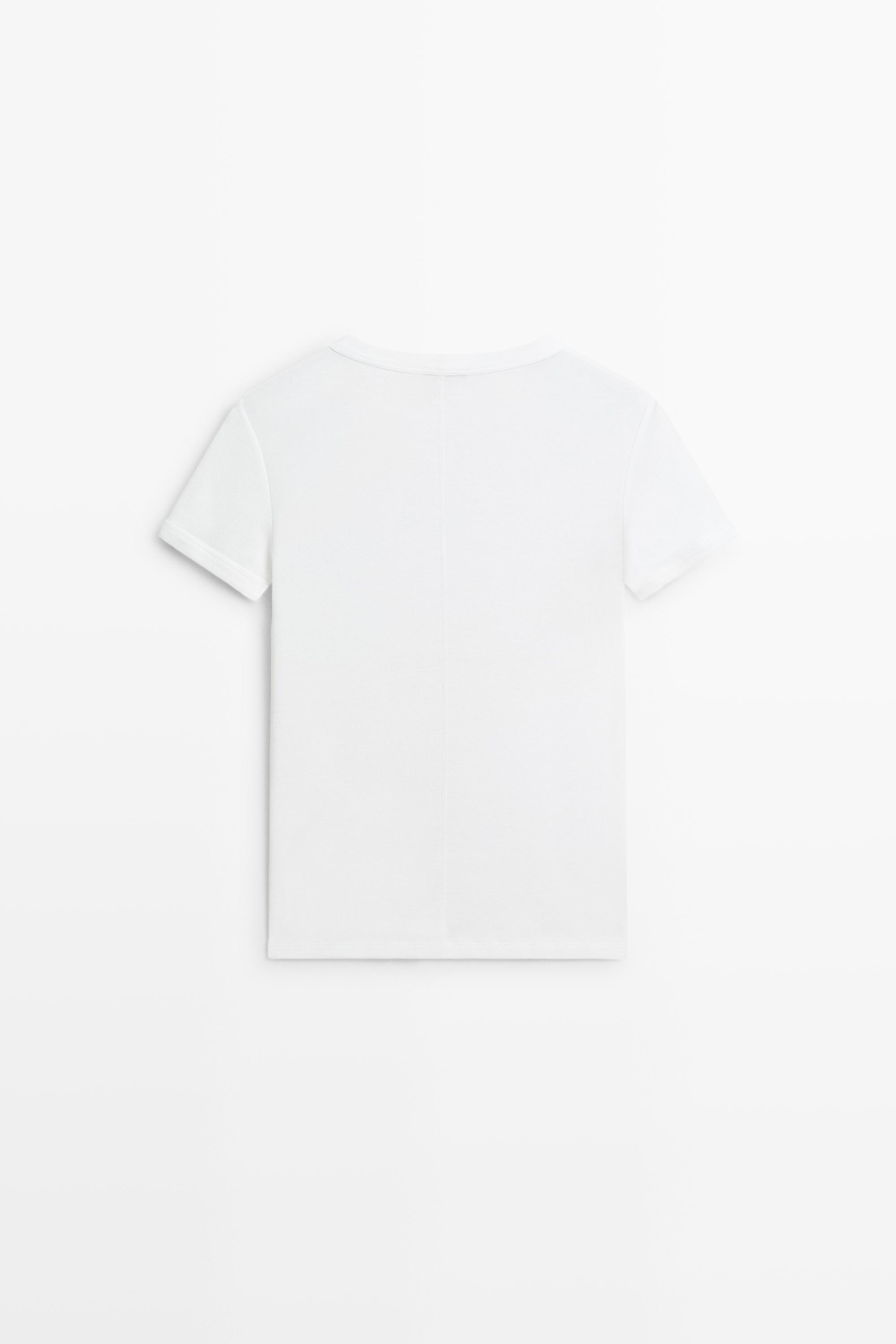 Ribbed short sleeve T-shirt — Off white