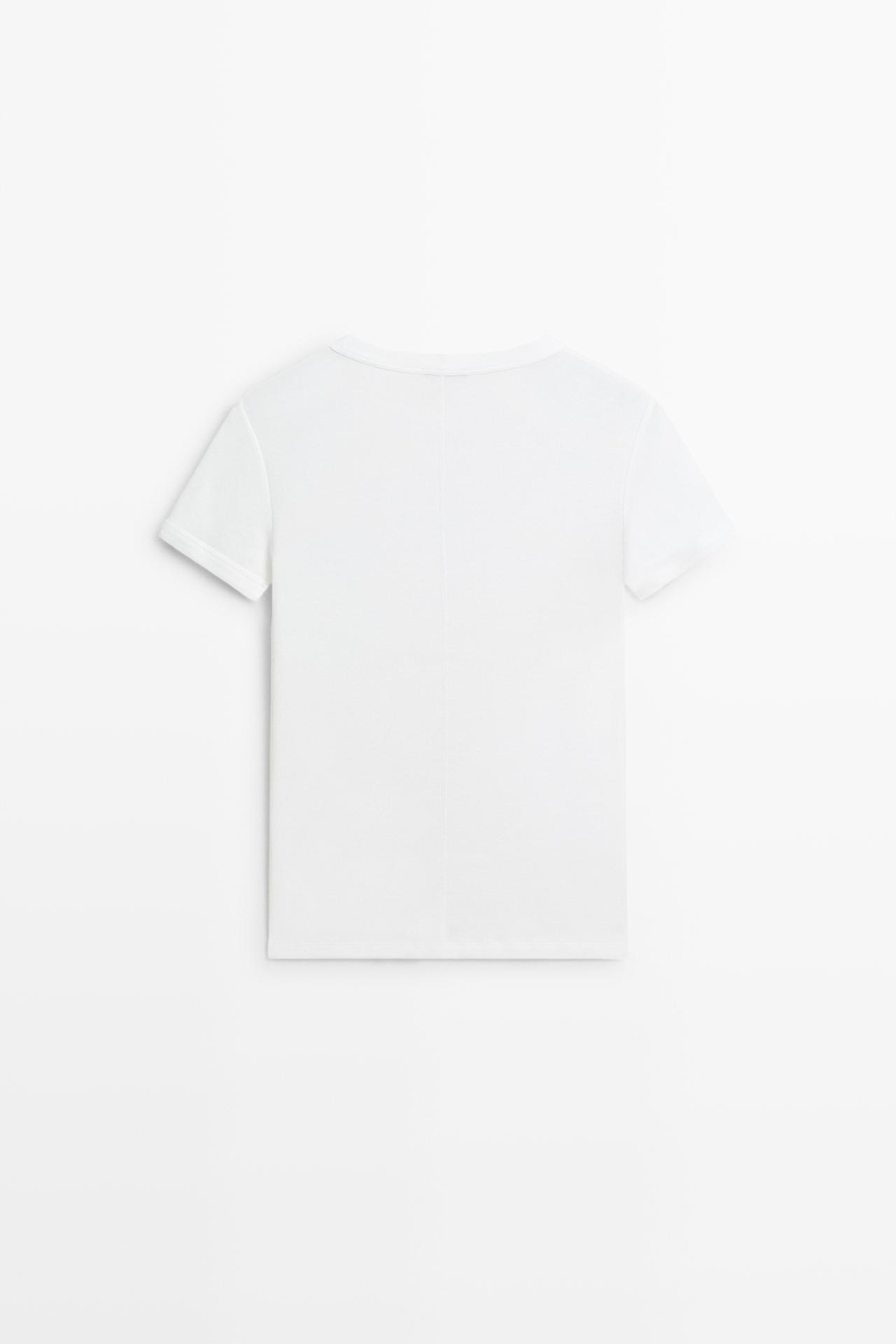 Ribbed short sleeve T-shirt — Off white