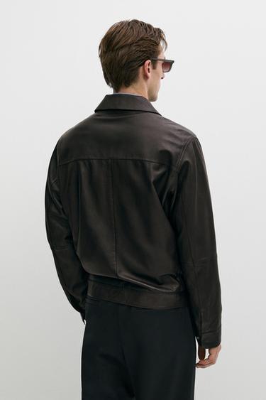 Nappa leather jacket with pocket — BROWN 5