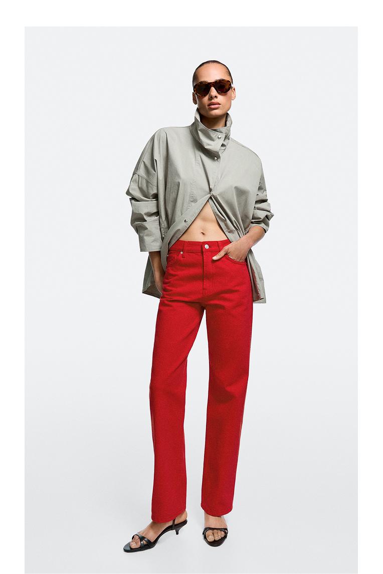 Straight-leg high-waist jeans — RED