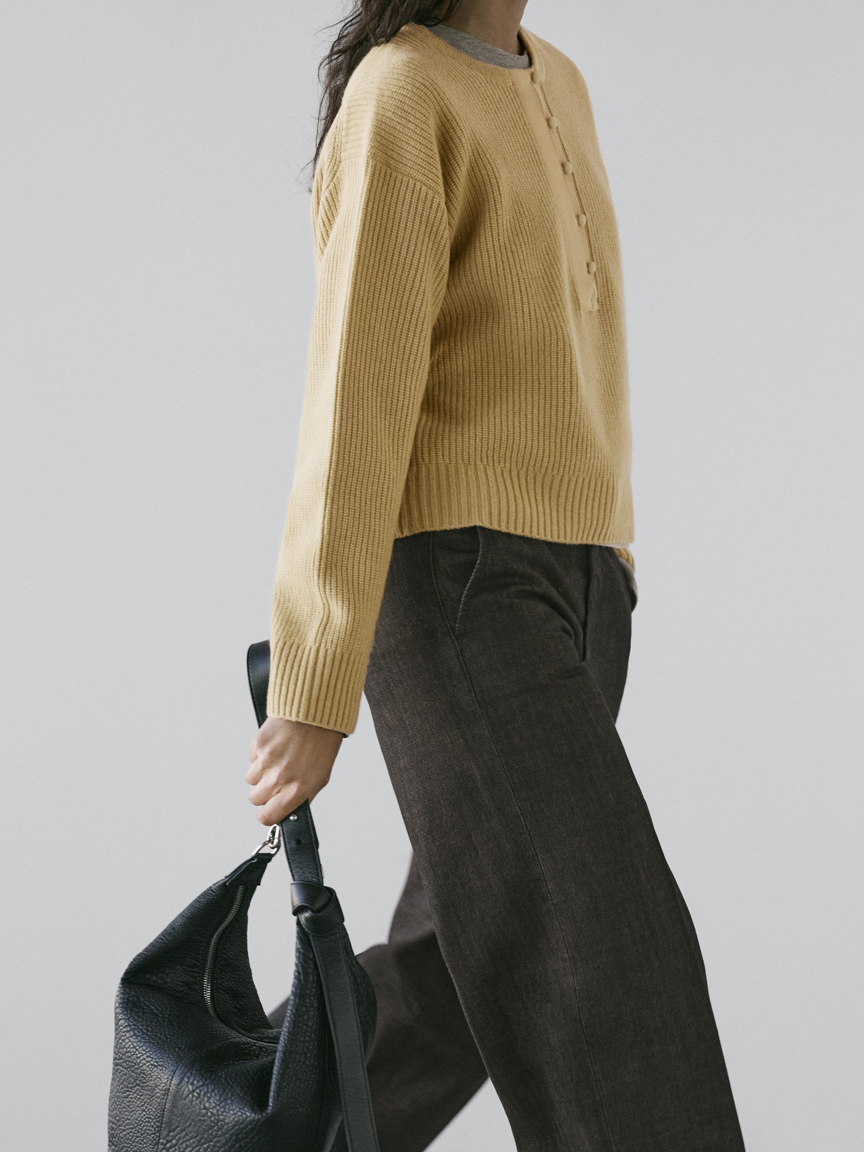 Wool blend knit sweater — MUSTARD YELLOW