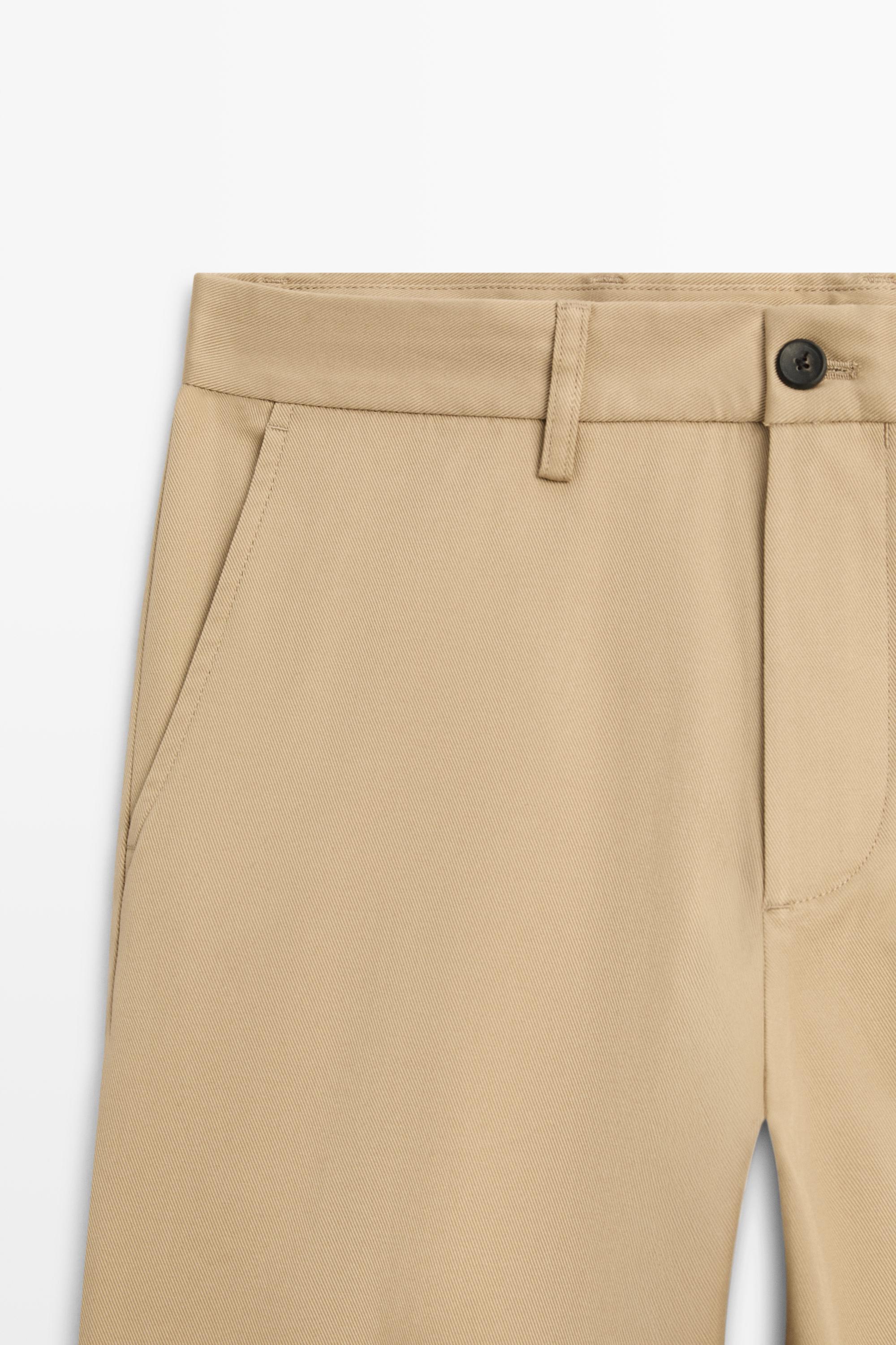 Cotton blend straight-leg pants