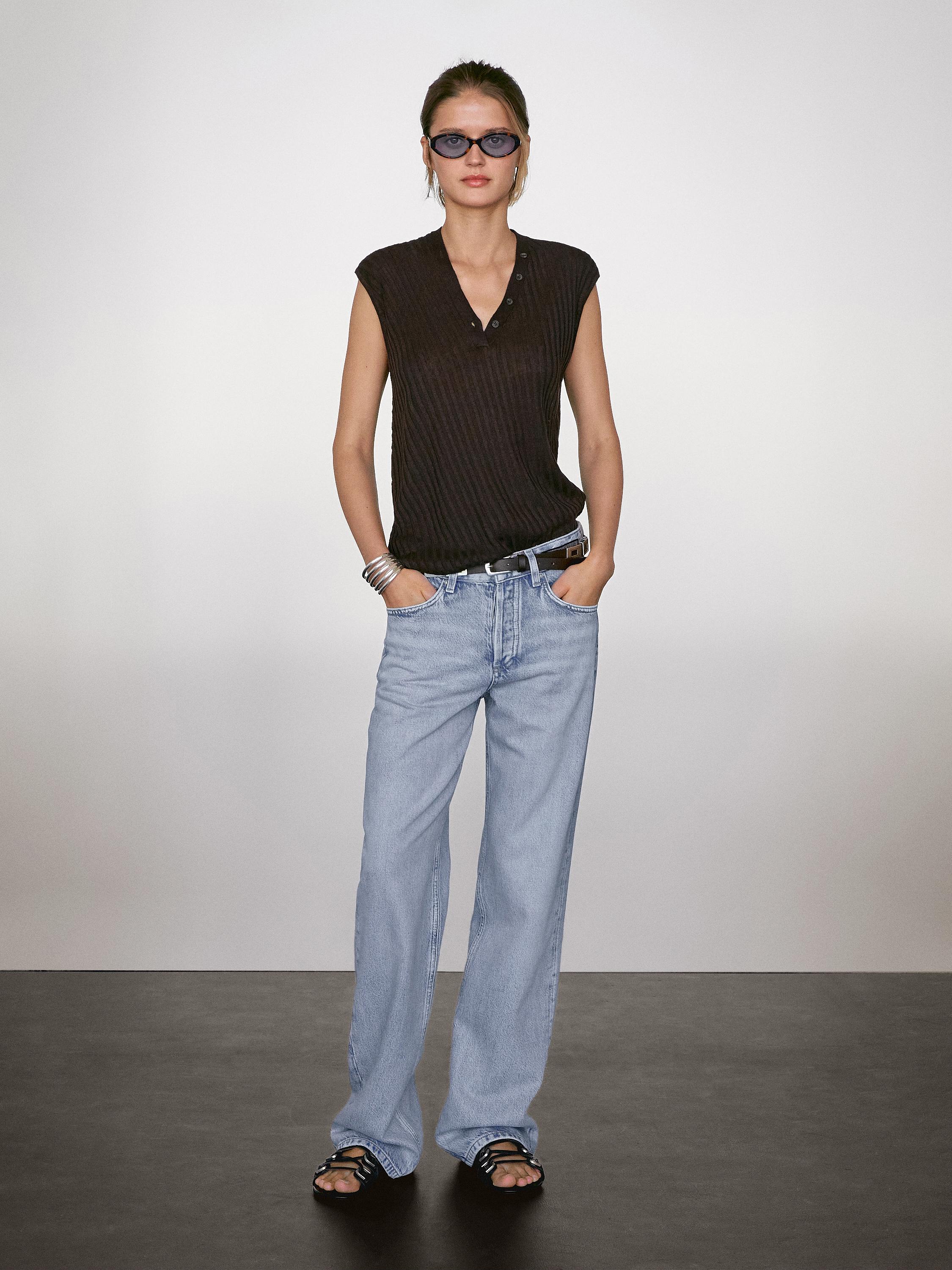 100% linen fine knit top