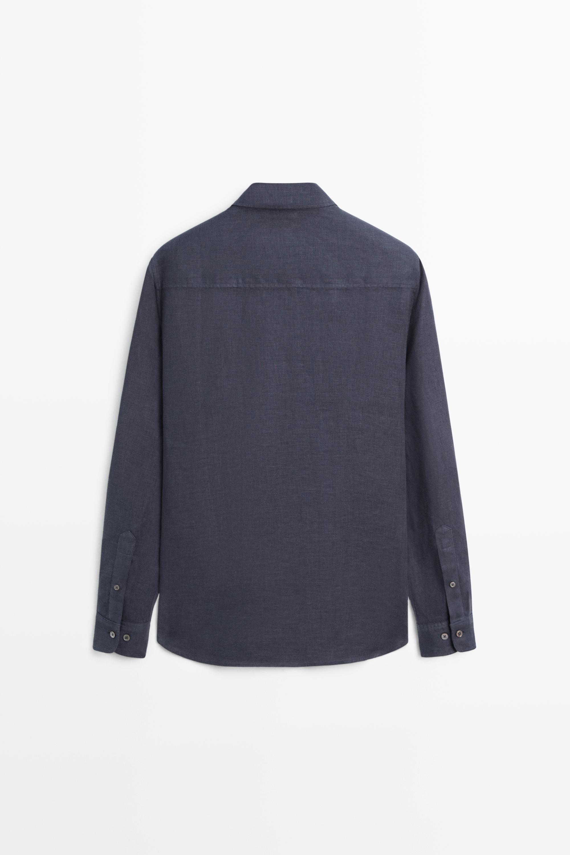 100% linen regular fit shirt — INK BLUE