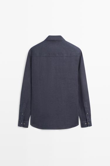 100% linen regular fit shirt — INK BLUE 6