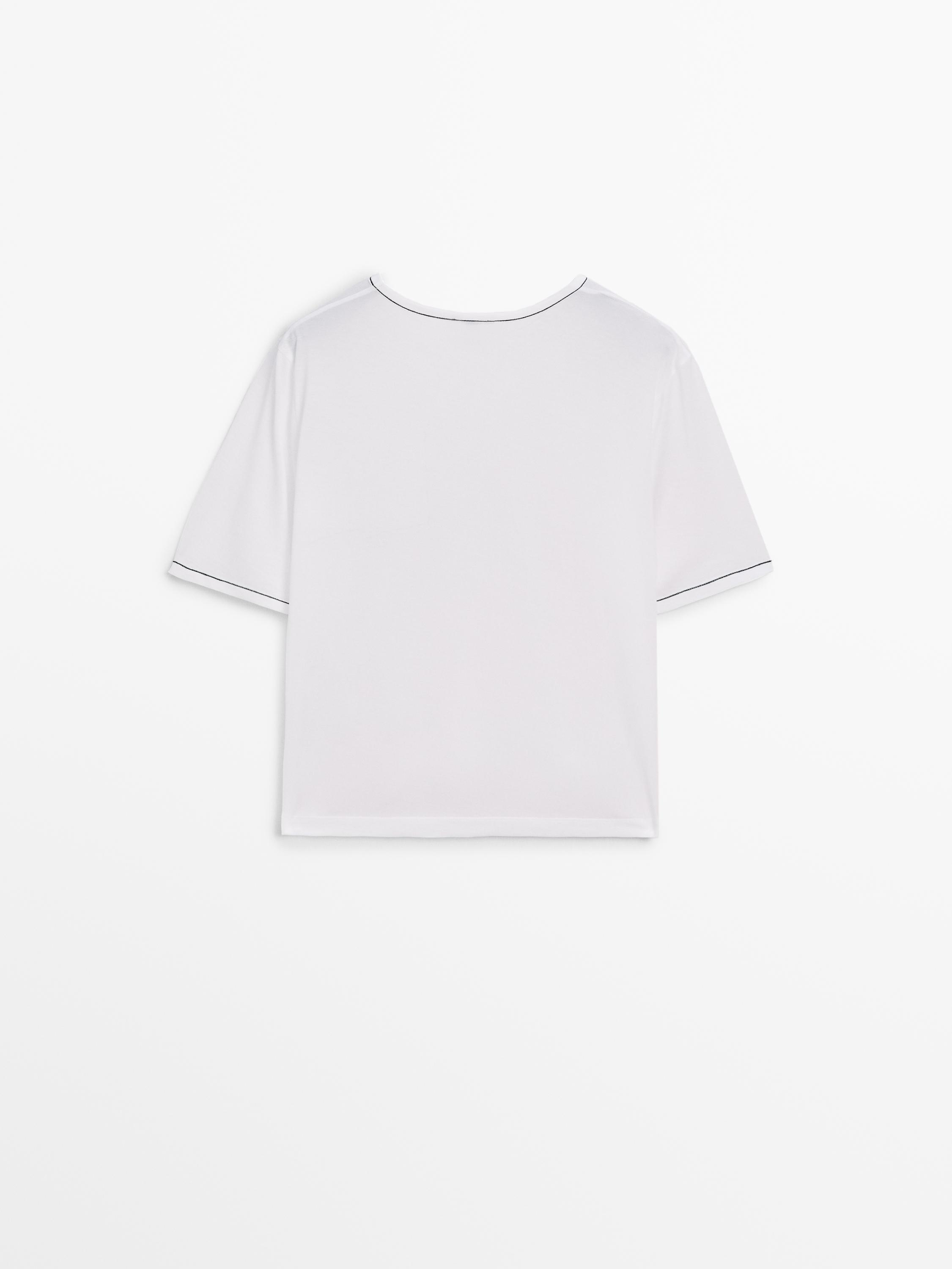 Contrast short sleeve cotton T-shirt