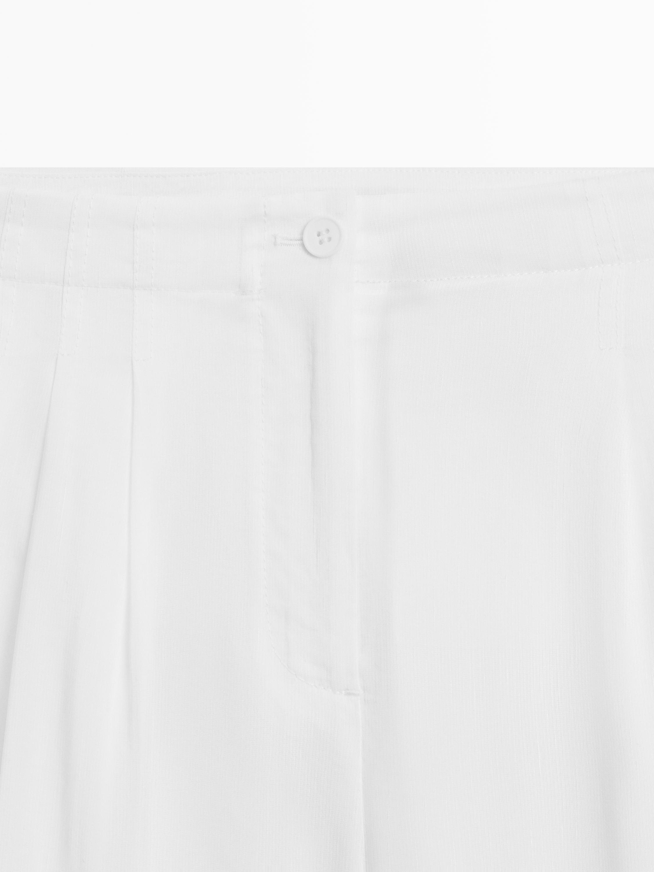 Flowing linen blend trousers — Off white