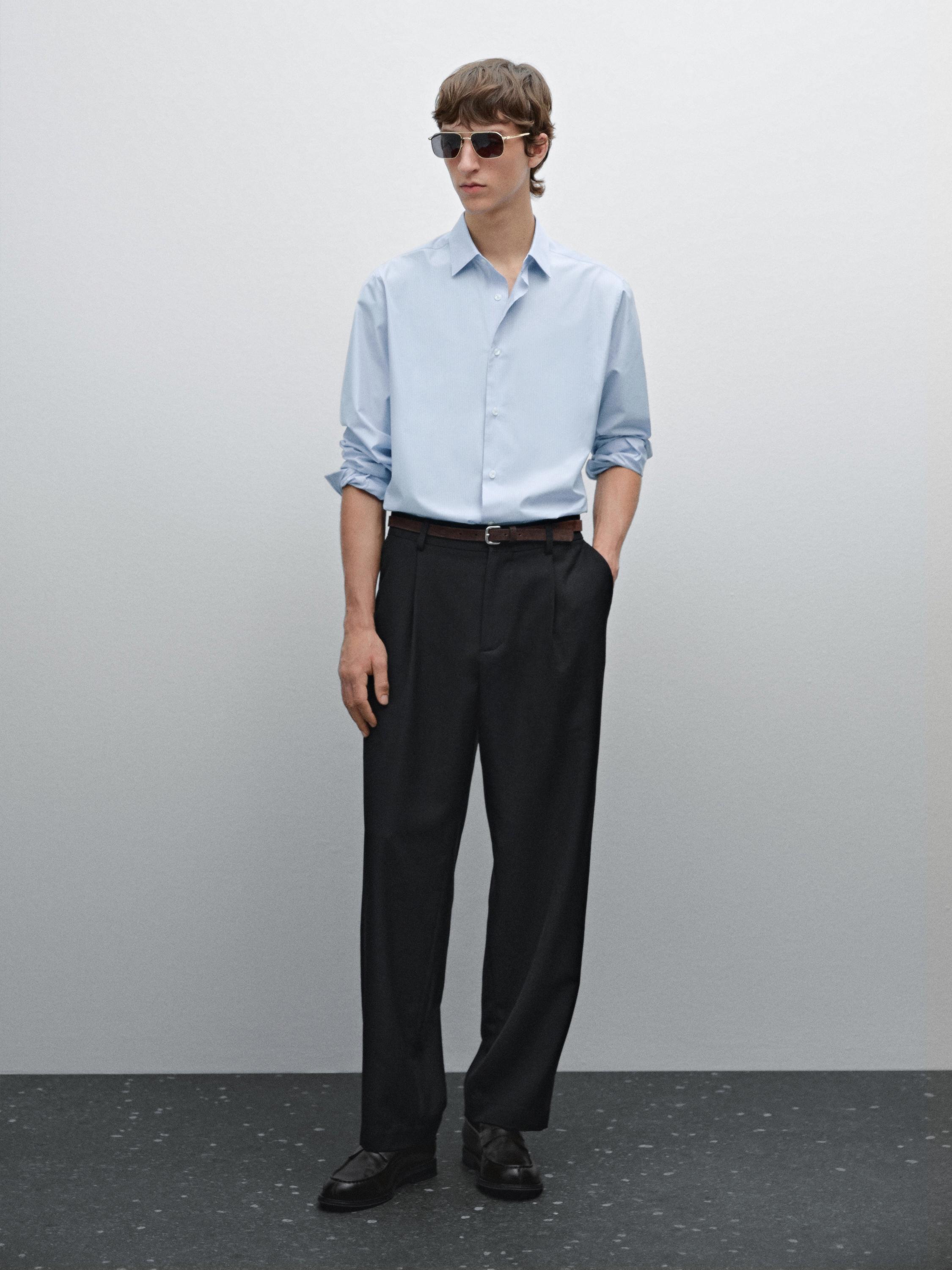 Gestreiftes Hemd aus Baumwollmischgewebe im Regular-Fit